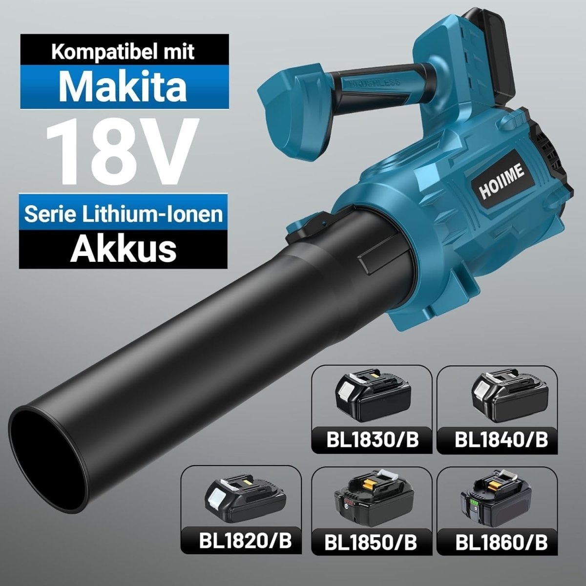 Cordless Leaf Blower 18V Turbo 6 - Speed High Power Handheld Garden Cleaner - Kwikley
