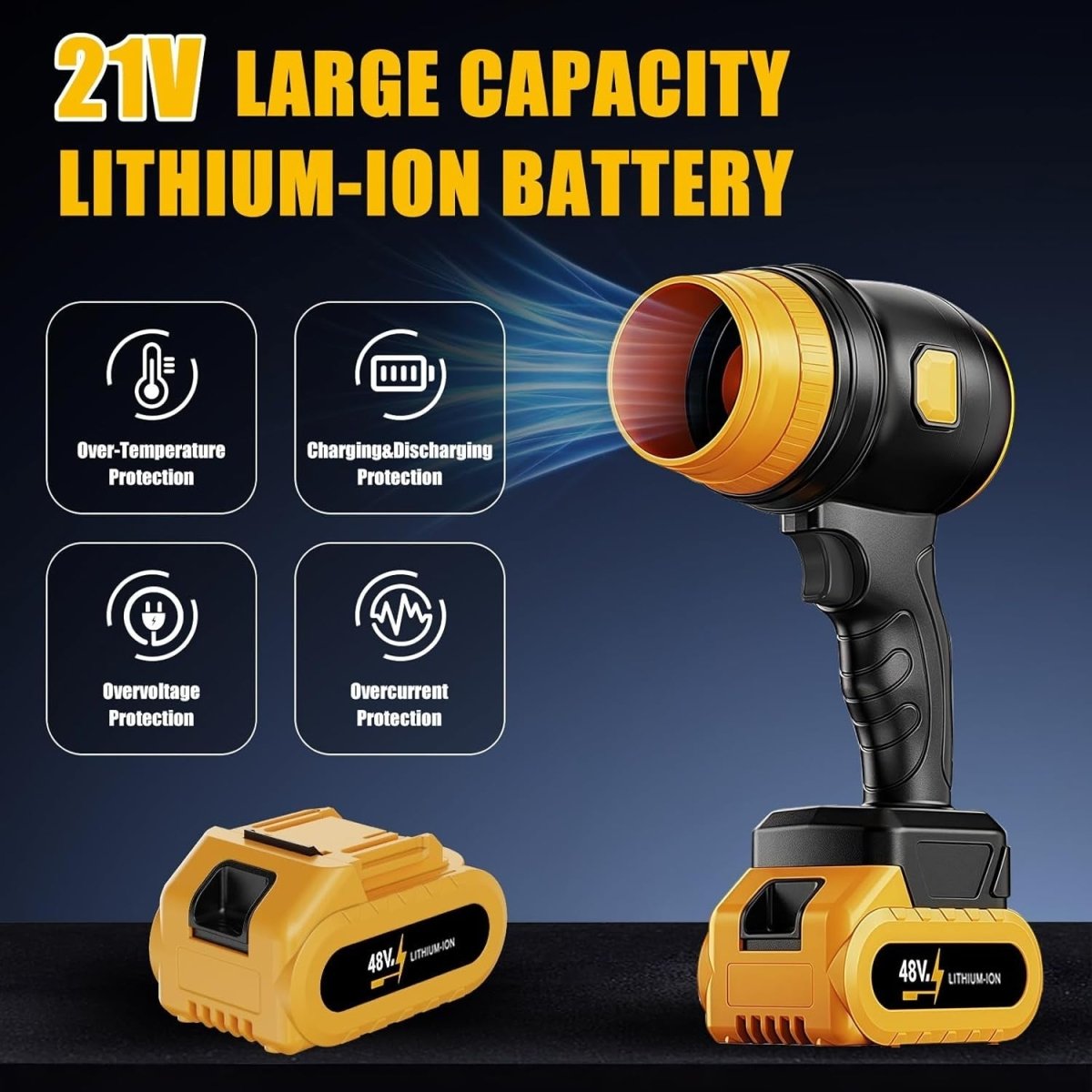 Cordless Leaf Blower 2 Batteries Brushless Turbo 34000RPM Handheld - Kwikley