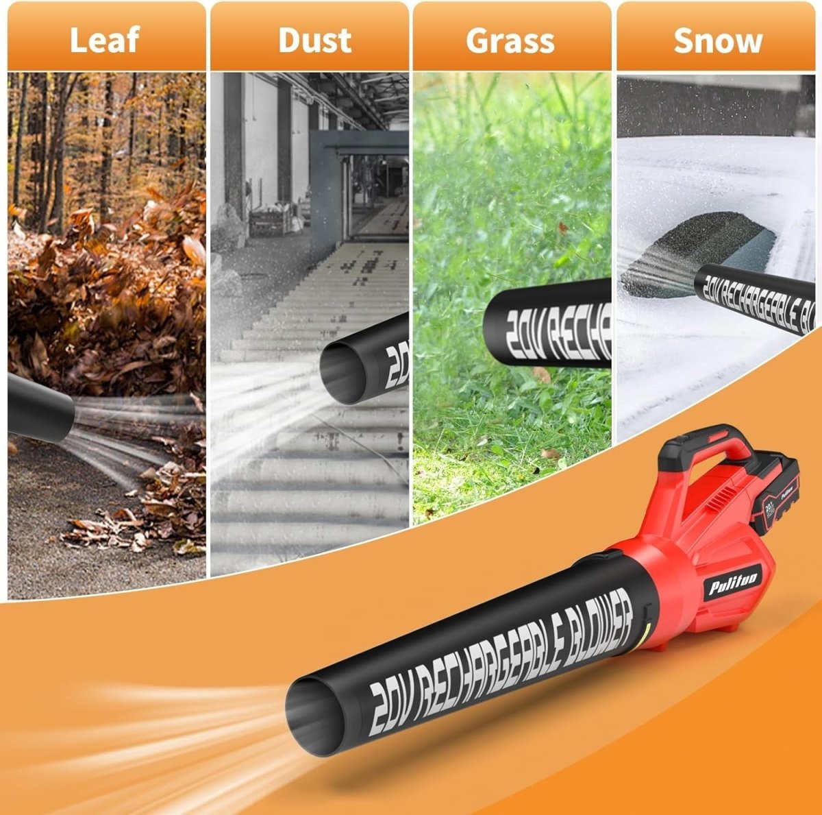 Cordless Leaf Blower 20V 200km/h Lightweight Handheld Garden Cleaner - Kwikley