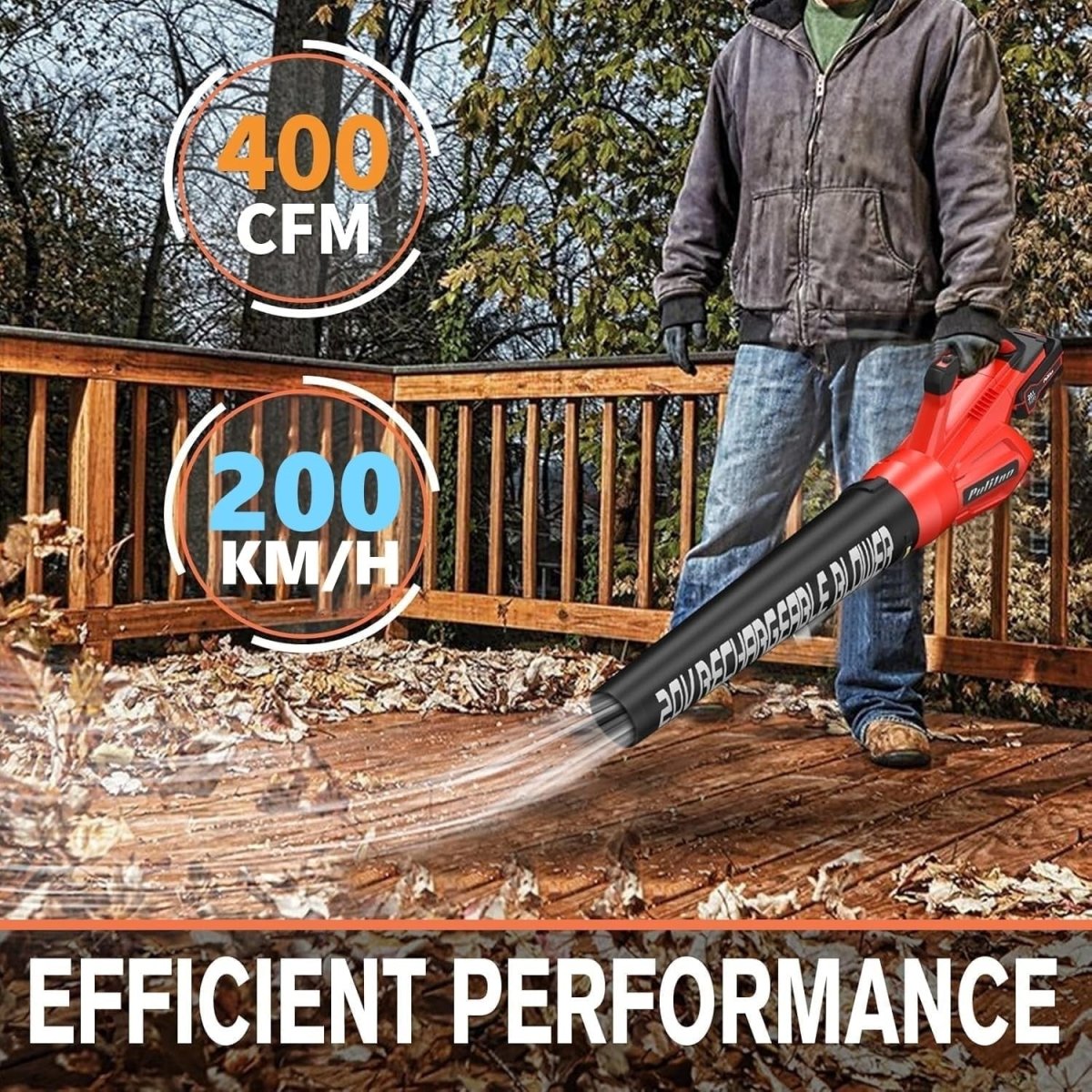 Cordless Leaf Blower 20V 200km/h Lightweight Handheld Garden Cleaner - Kwikley