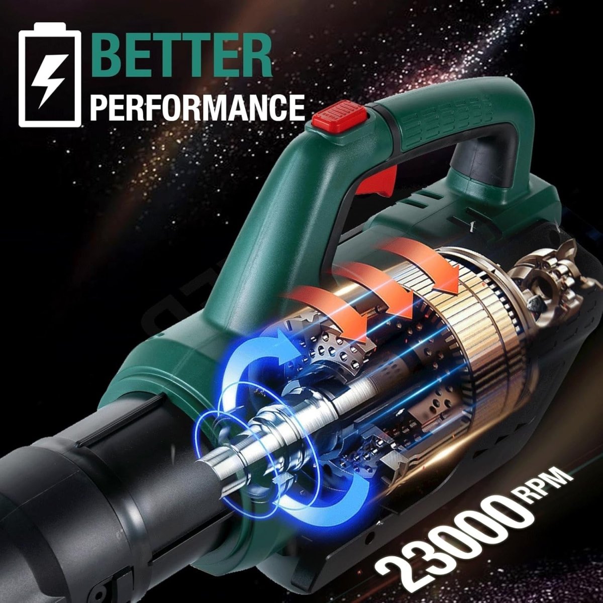 Cordless Leaf Blower 20V 4.0Ah Garden Cleaner 2 Speed High Power - Kwikley