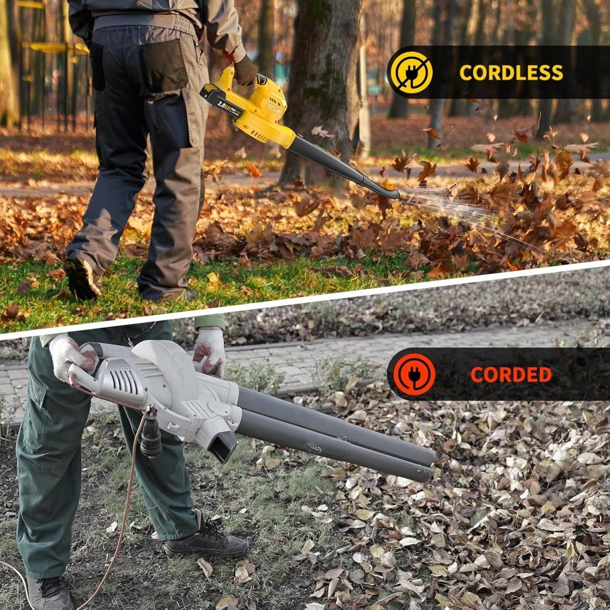 Cordless Leaf Blower 20V Dual Batteries 218CFM 3 Speed Lightweight Handheld - Kwikley