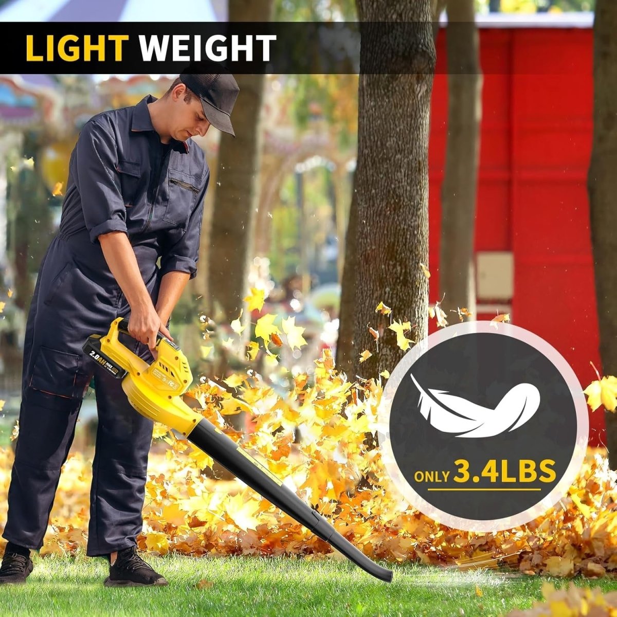 Cordless Leaf Blower 20V Dual Batteries 218CFM 3 Speed Lightweight Handheld - Kwikley
