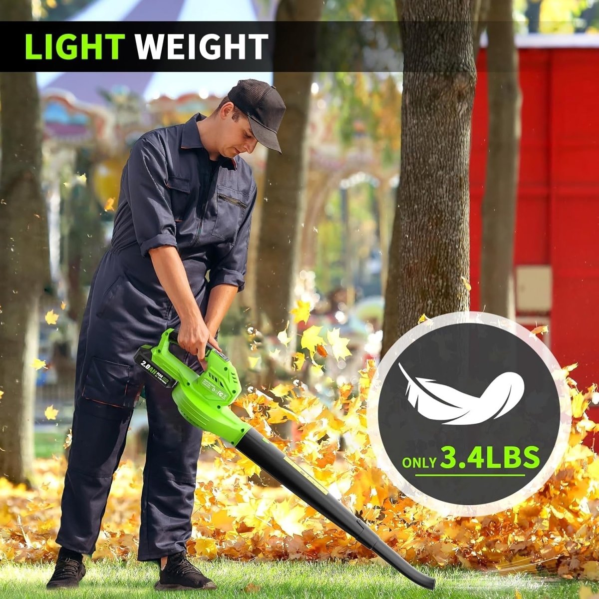Cordless Leaf Blower 20V Dual Batteries 3 Speed Lightweight Handheld - Kwikley