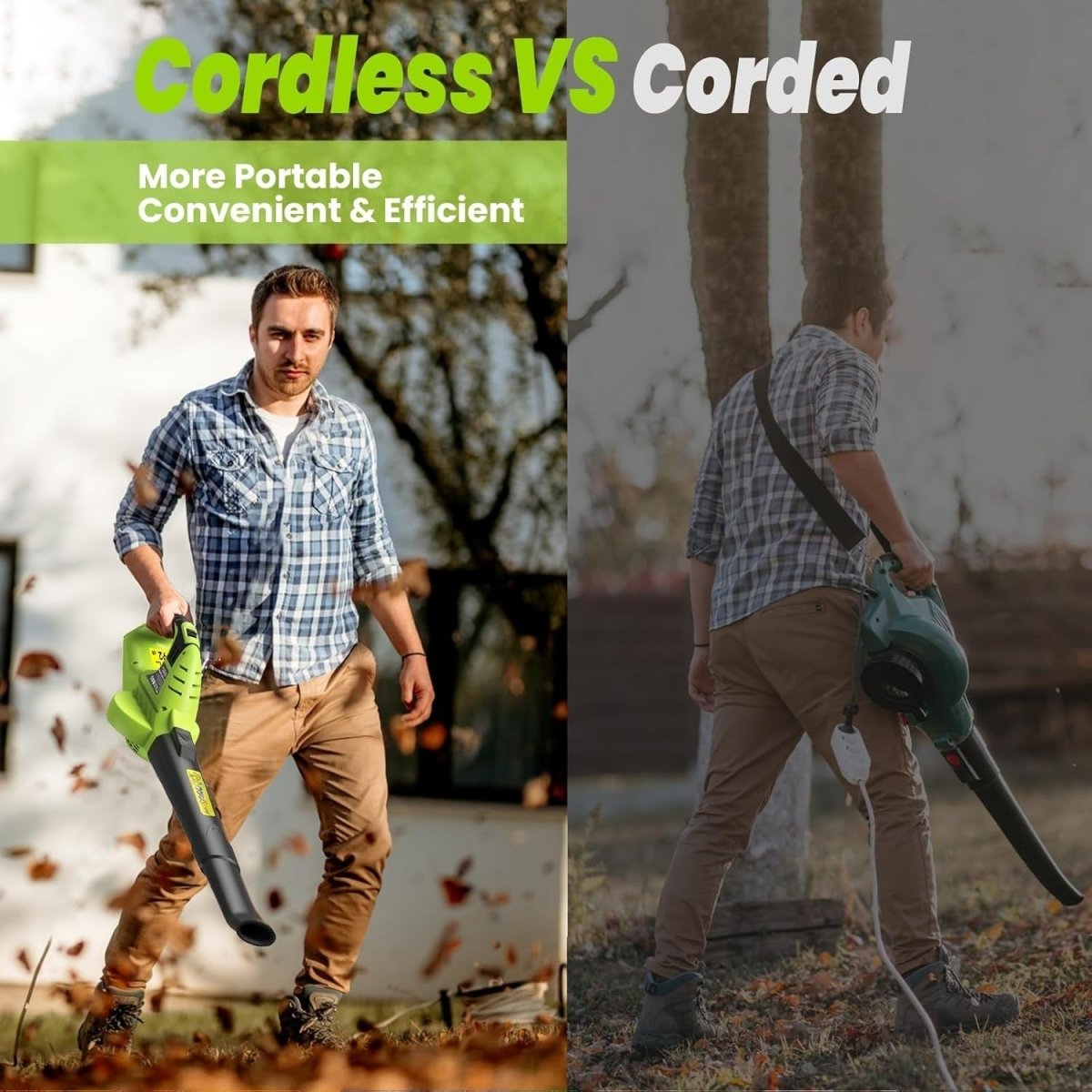 Cordless Leaf Blower 20V Dual Battery Lightweight Electric Garden Cleaner - Kwikley