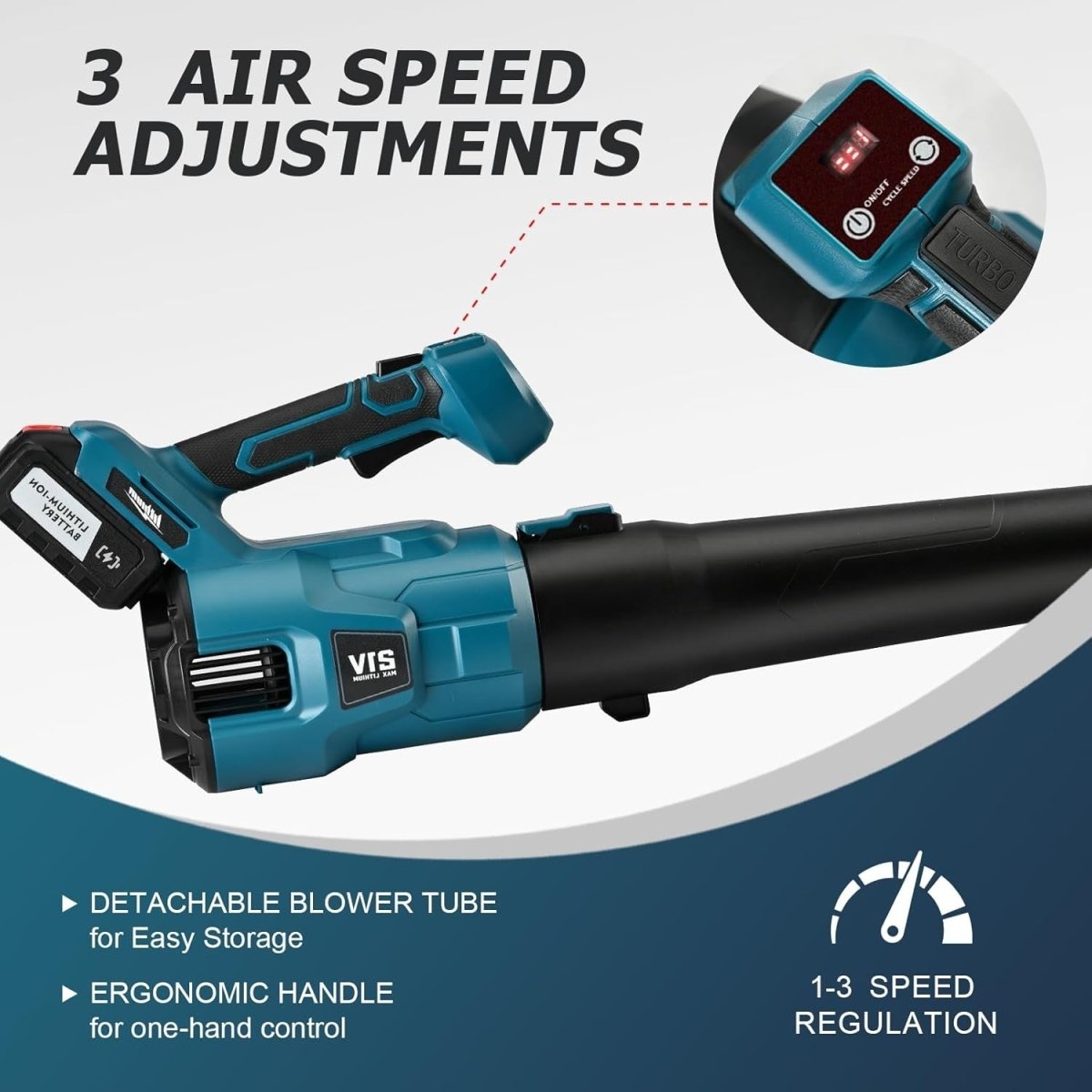Cordless Leaf Blower 20V Dual Battery Lightweight Handheld Garden Cleaner - Kwikley