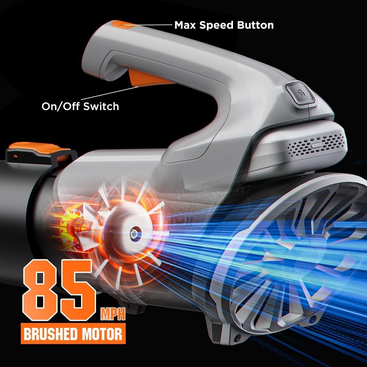 Cordless Leaf Blower 20V High Power Lightweight Electric Garden Cleaner - Kwikley
