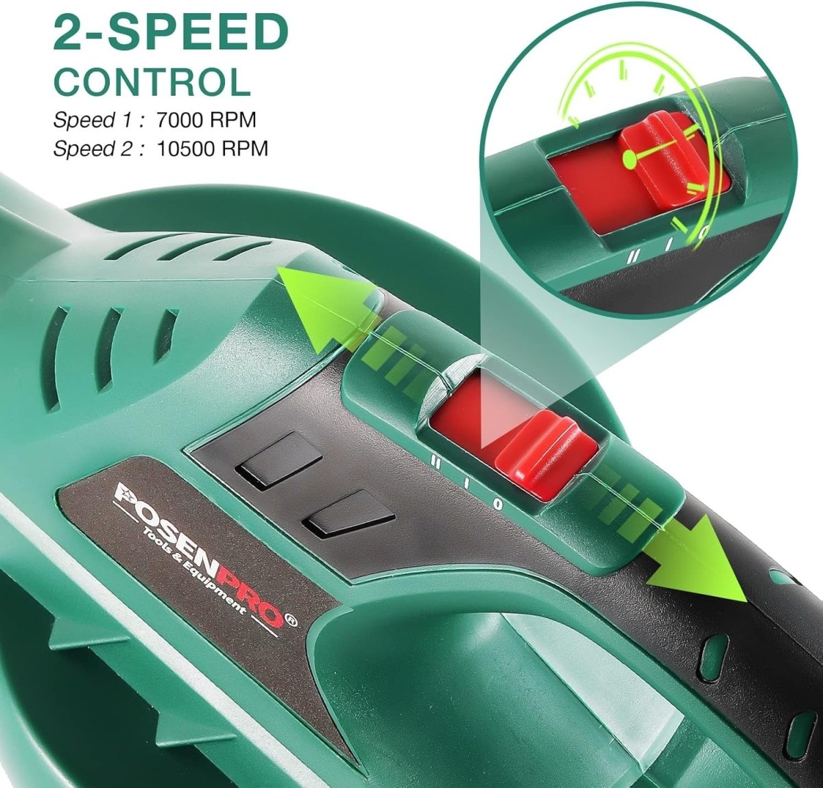 Cordless Leaf Blower 20V Lightweight Garden Cleaner 2 Speed with Battery - Kwikley