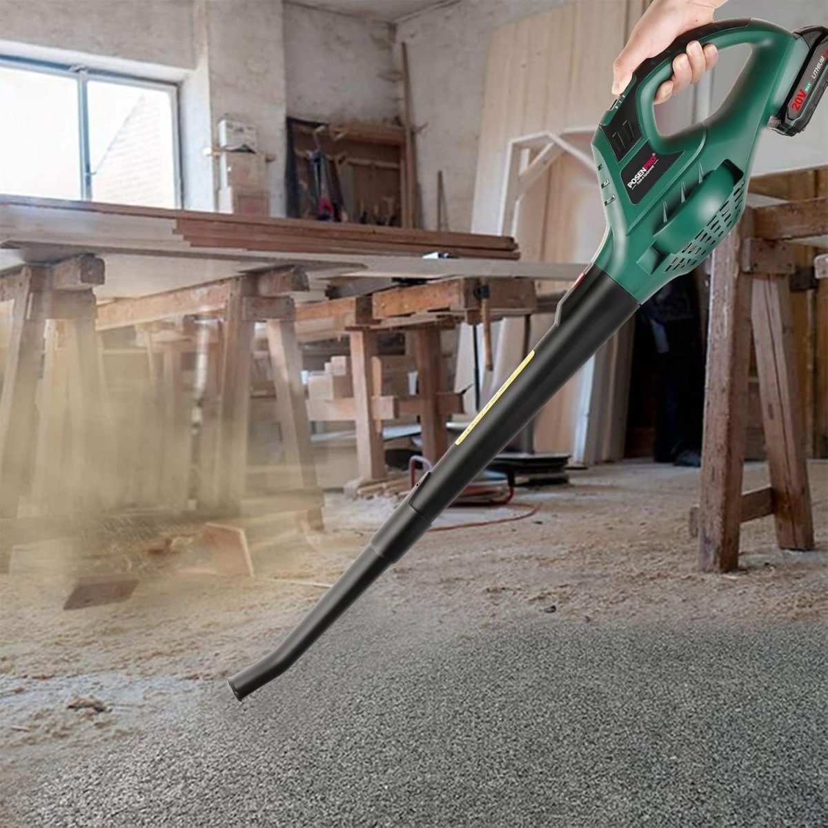 Cordless Leaf Blower 20V Lightweight Garden Cleaner 2 Speed with Battery - Kwikley