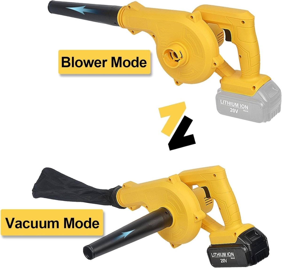 Cordless Leaf Blower 20V/18V Battery Compatible Lightweight Garden Air Blower - Kwikley