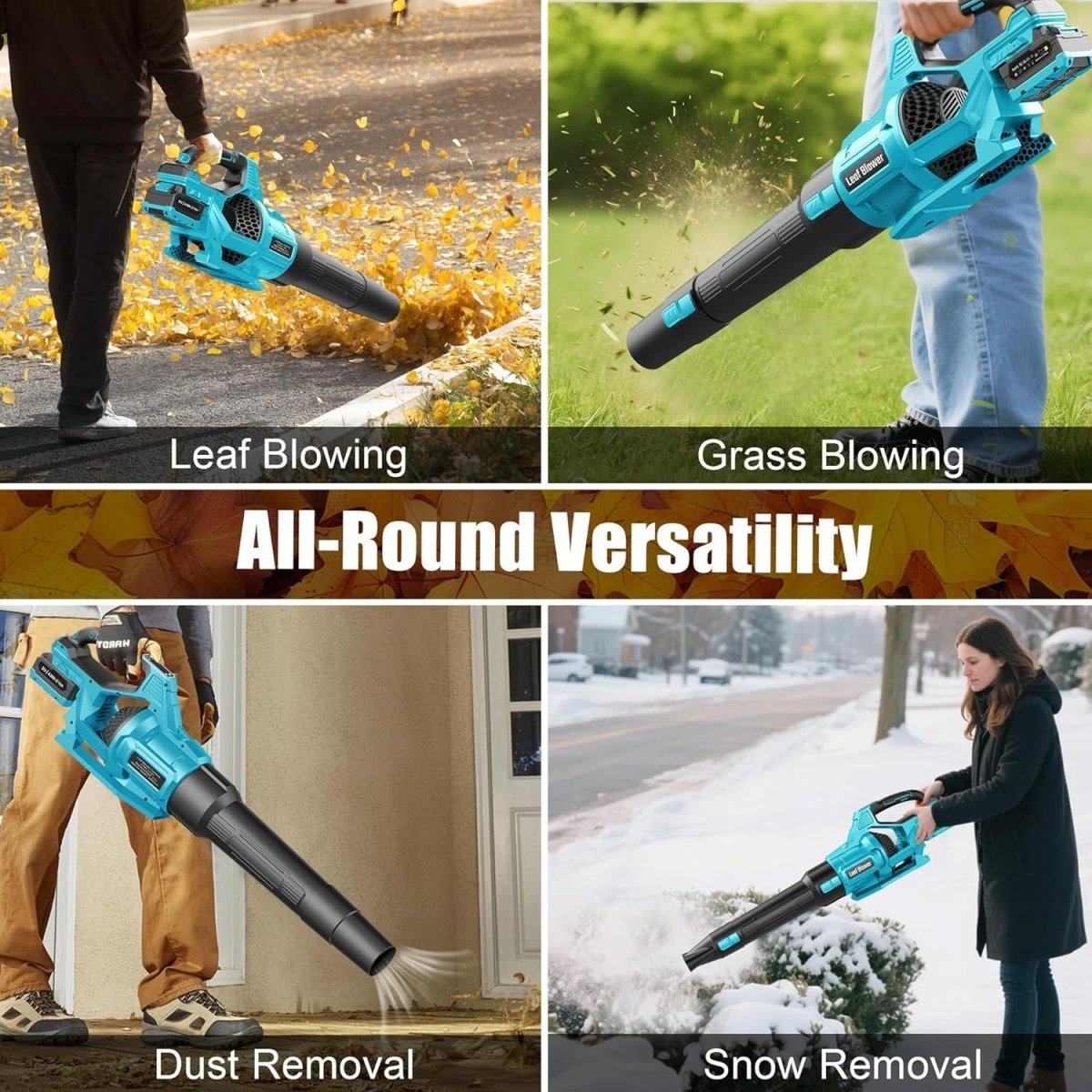 Cordless Leaf Blower 21V 4000mAh Battery 3 Speed Garden Lawn Cleaner - Kwikley