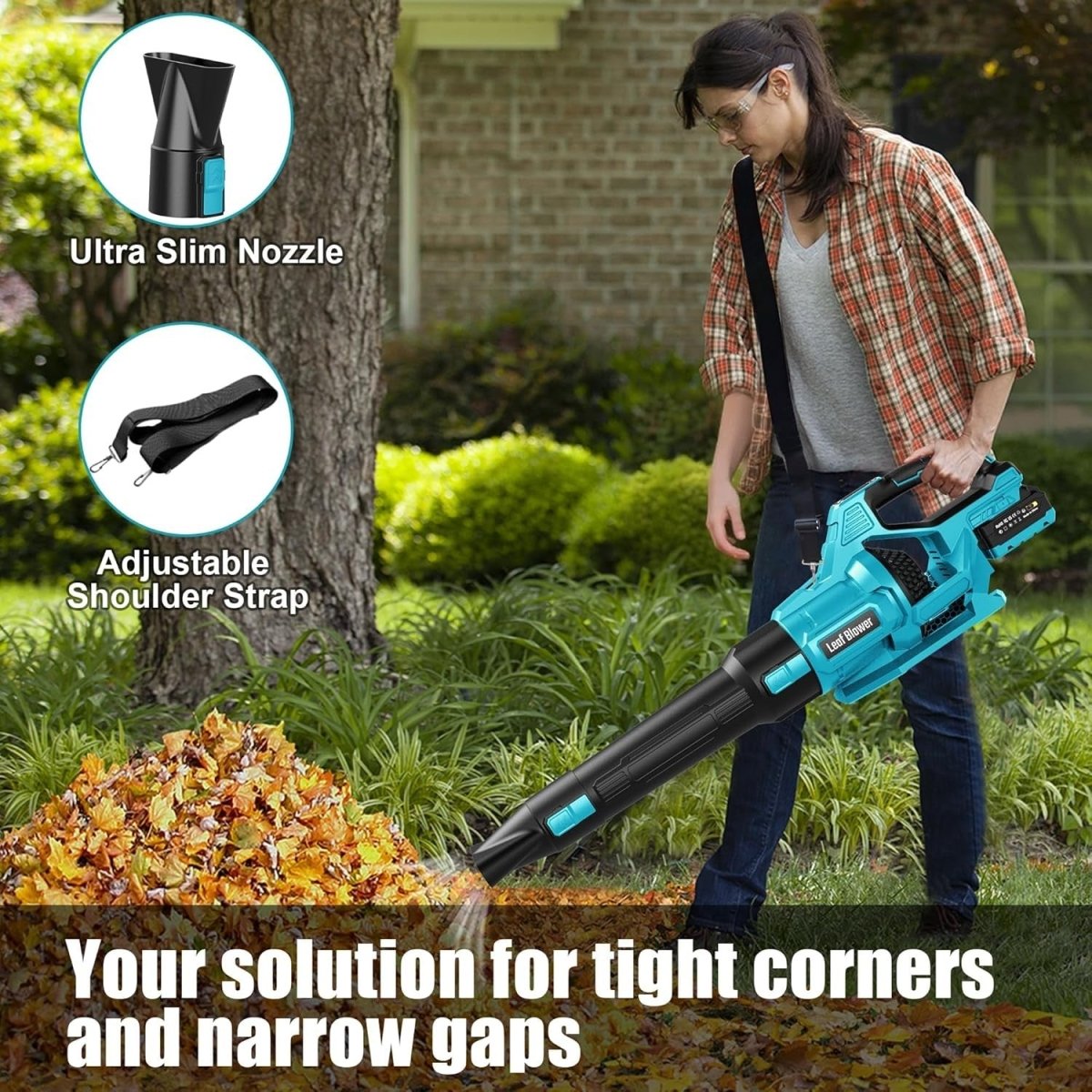 Cordless Leaf Blower 21V 4000mAh Battery 3 Speed Garden Lawn Cleaner - Kwikley