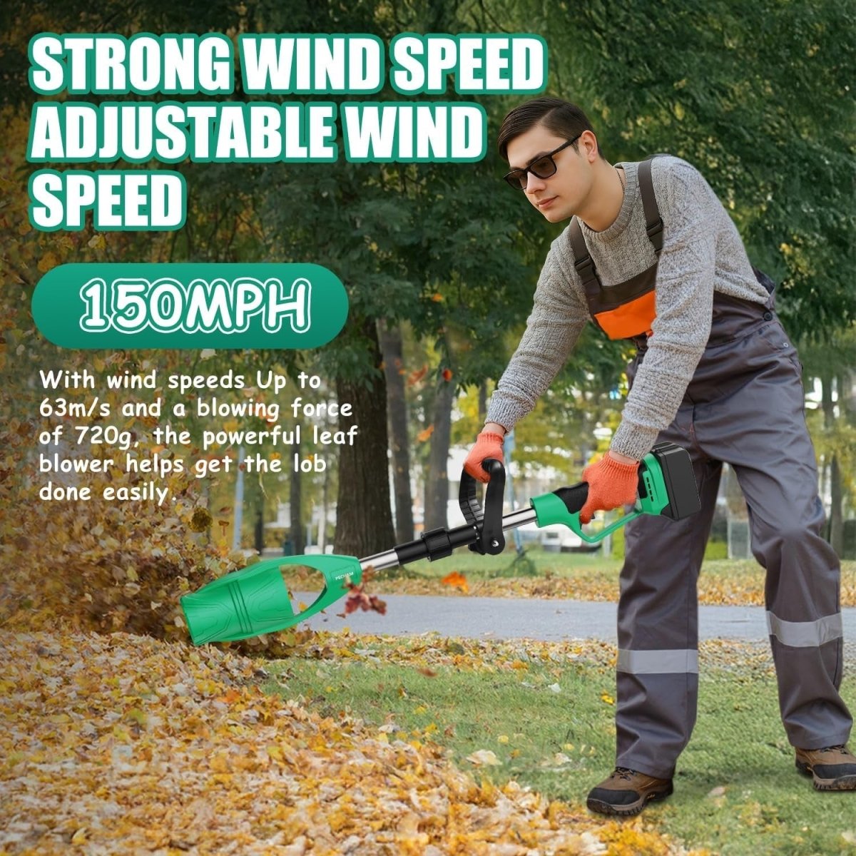Cordless Leaf Blower 21V 4000mAh Collapsible 520CFM 180MPH - Kwikley
