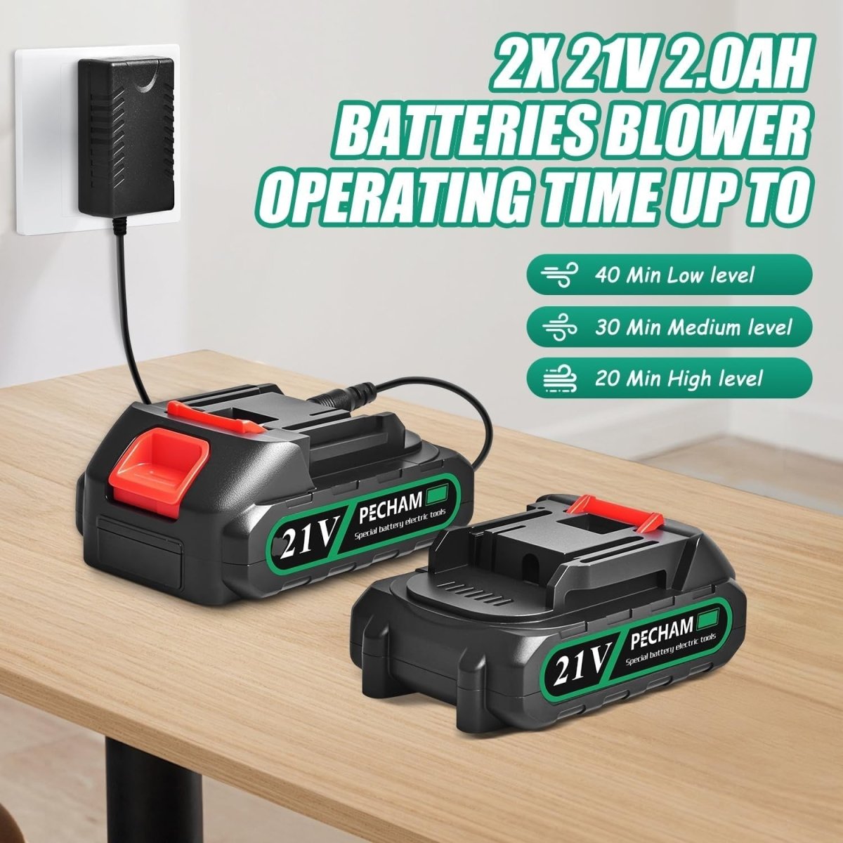 Cordless Leaf Blower 21V 4000mAh Collapsible 520CFM 180MPH - Kwikley