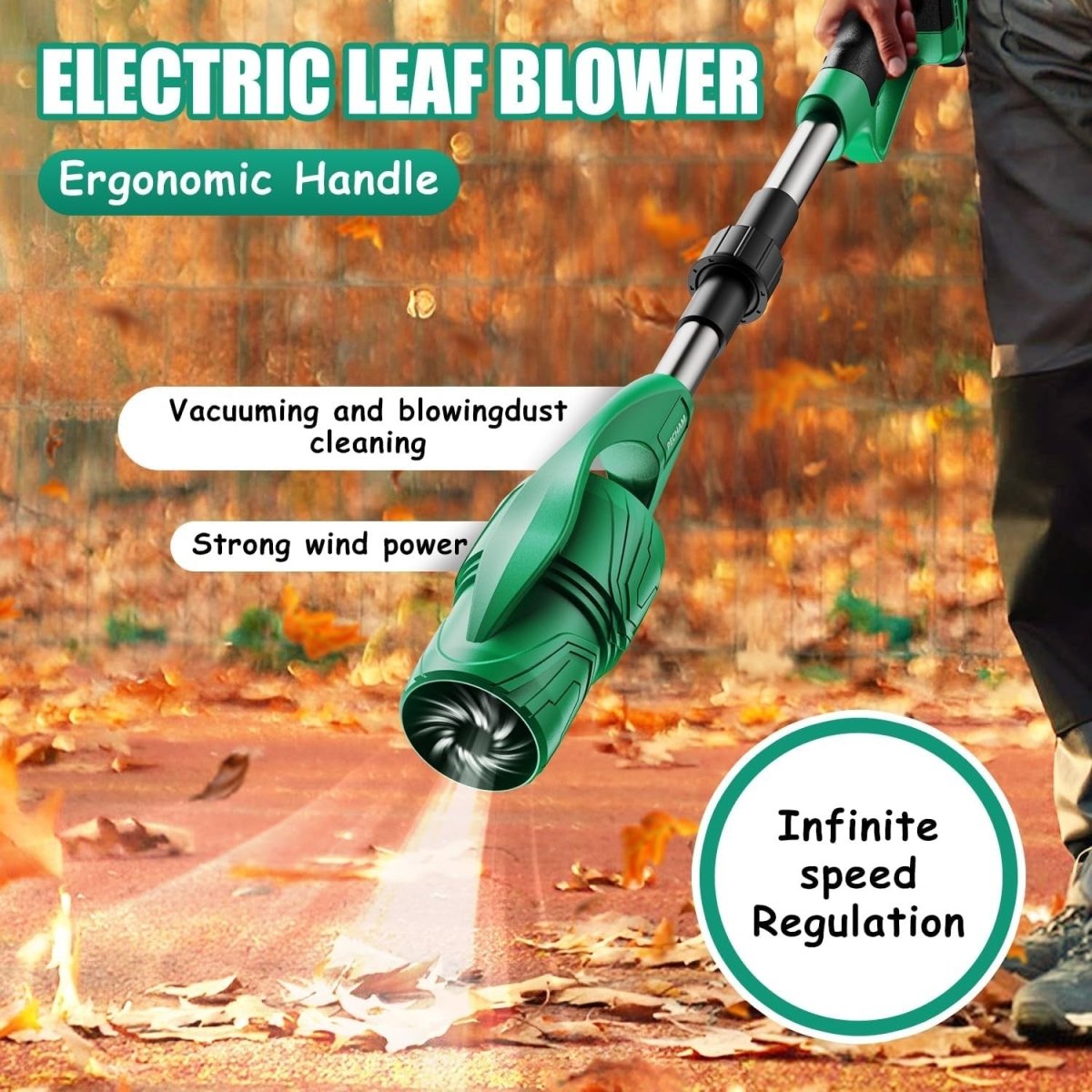 Cordless Leaf Blower 21V 4000mAh Collapsible 520CFM 180MPH - Kwikley