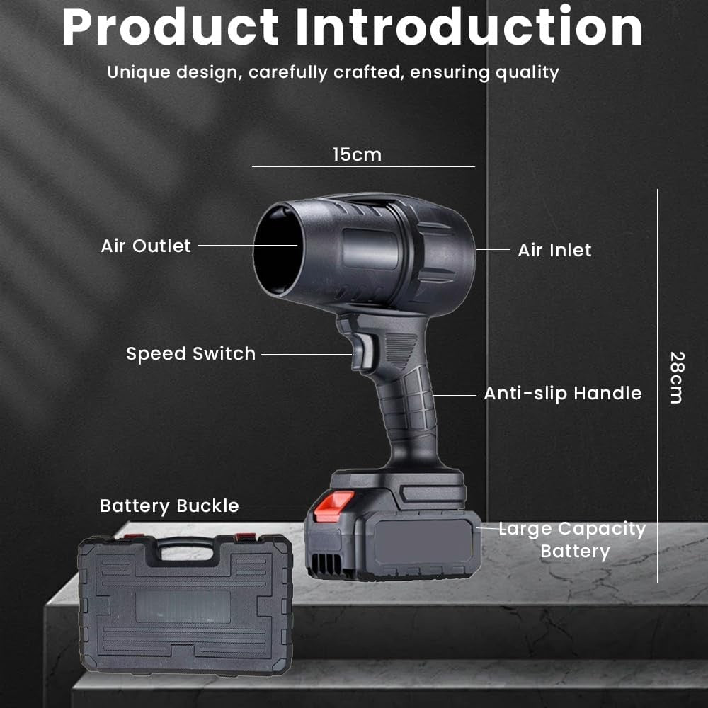 Cordless Leaf Blower 21V Dual Battery Handheld Turbo Jet 3 Speed Cleaner - Kwikley