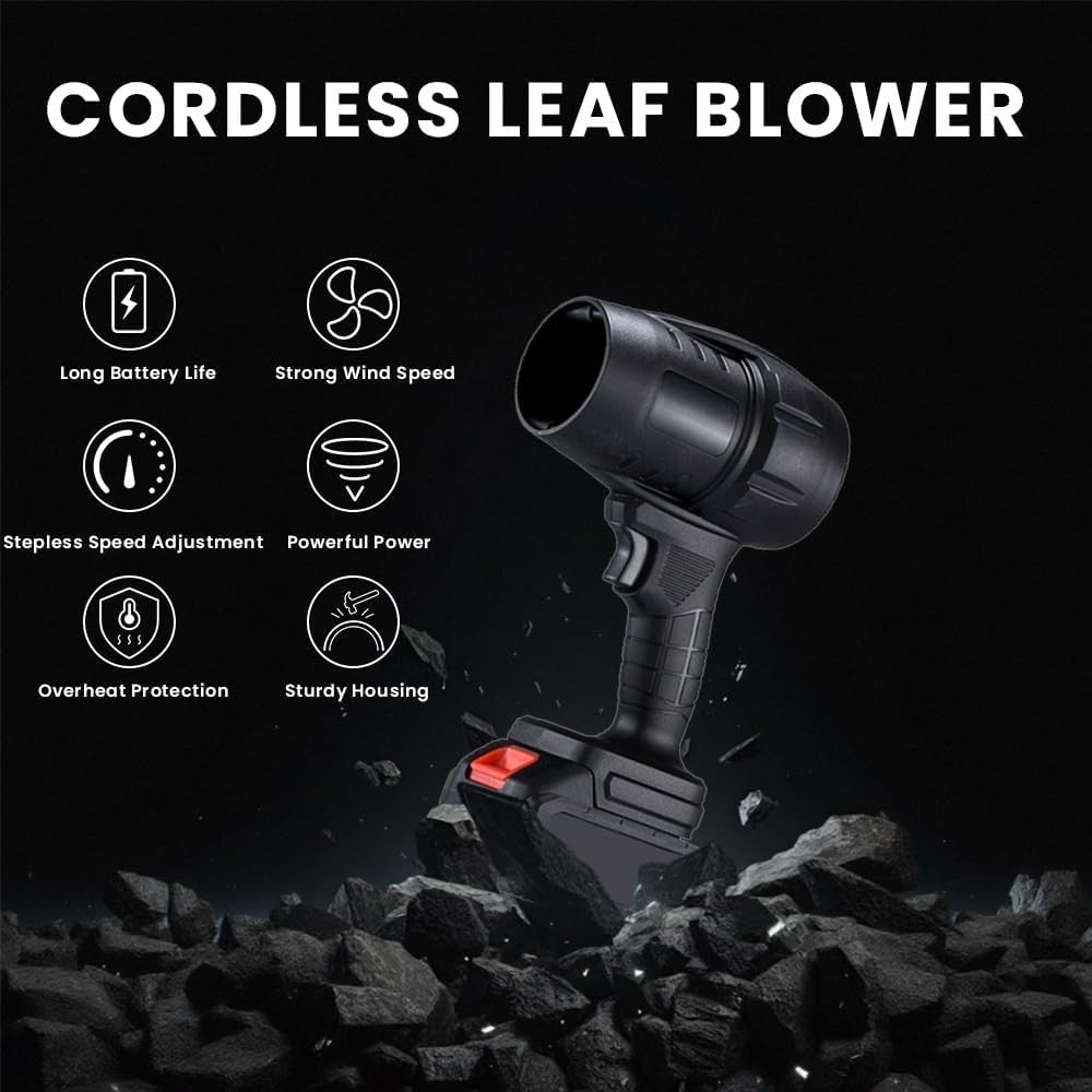 Cordless Leaf Blower 21V Dual Battery Handheld Turbo Jet 3 Speed Cleaner - Kwikley