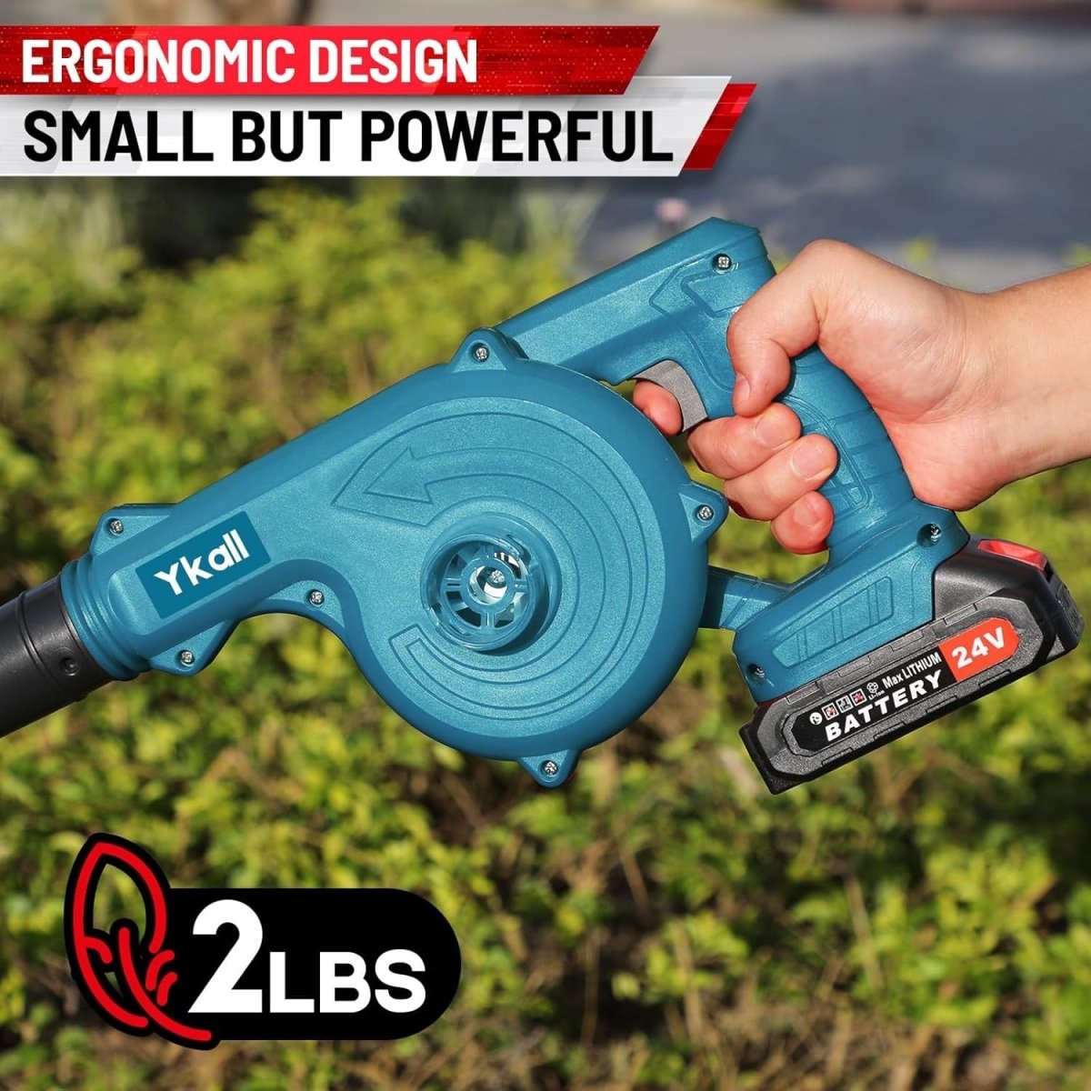 Cordless Leaf Blower 24V Dual Battery Handheld Lightweight Garden Cleaner - Kwikley