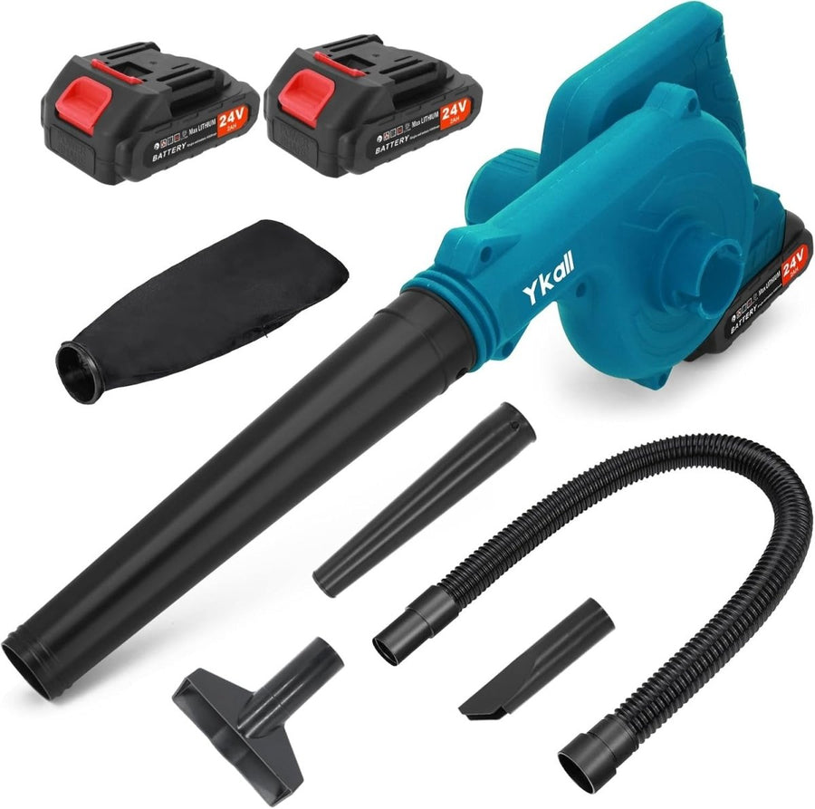 Cordless Leaf Blower 24V Dual Battery Handheld Lightweight Garden Cleaner - Kwikley