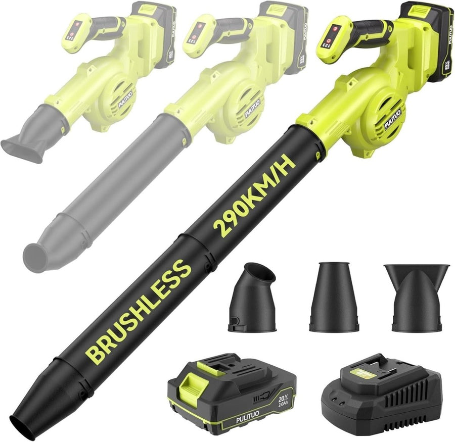 Cordless Leaf Blower 3 - in - 1 Brushless 290km/h Mini Handheld Garden Cleaner - Kwikley