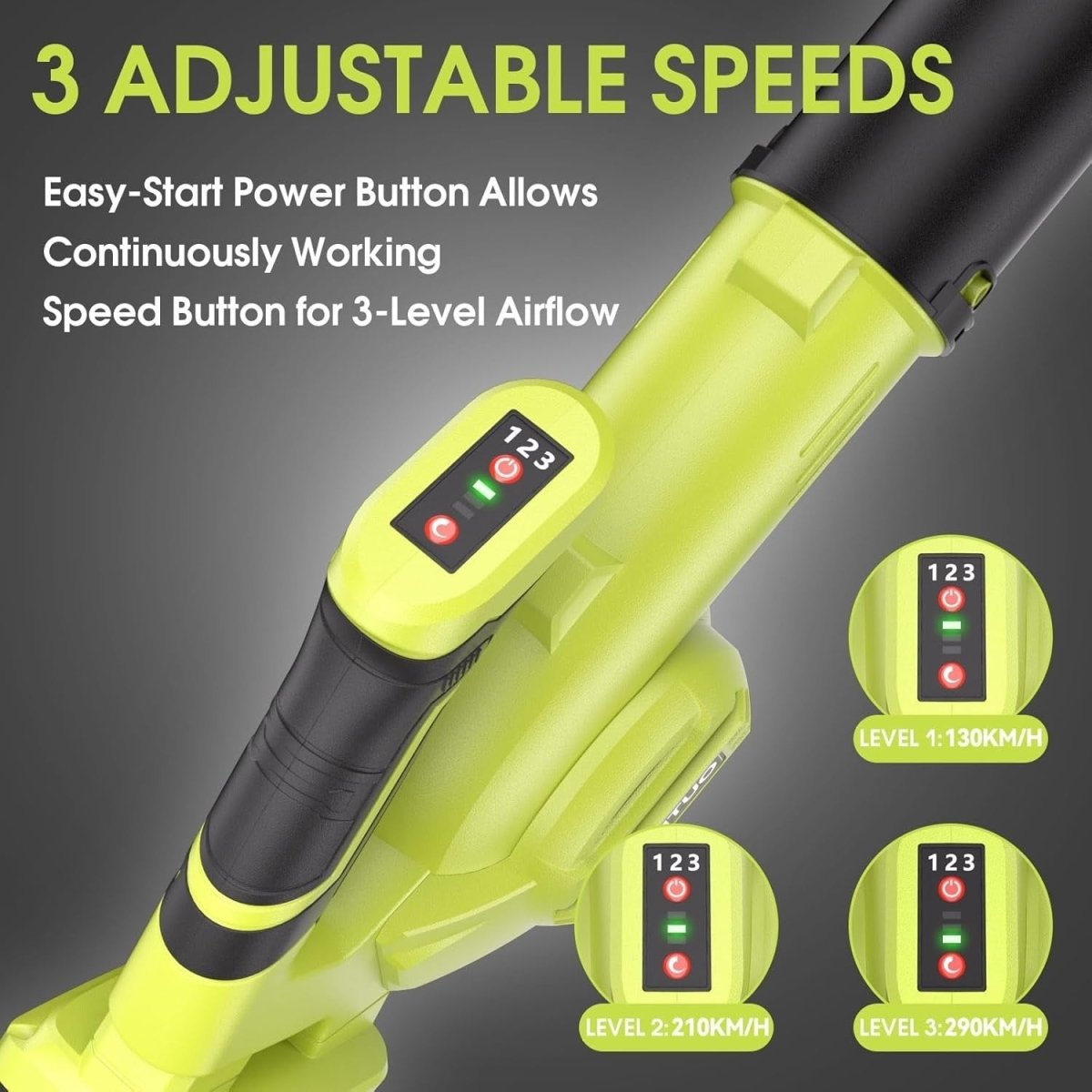 Cordless Leaf Blower 3 - in - 1 Brushless 290km/h Mini Handheld Garden Cleaner - Kwikley