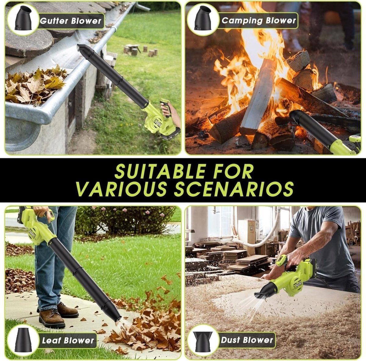 Cordless Leaf Blower 3 - in - 1 Brushless 290km/h Mini Handheld Garden Cleaner - Kwikley