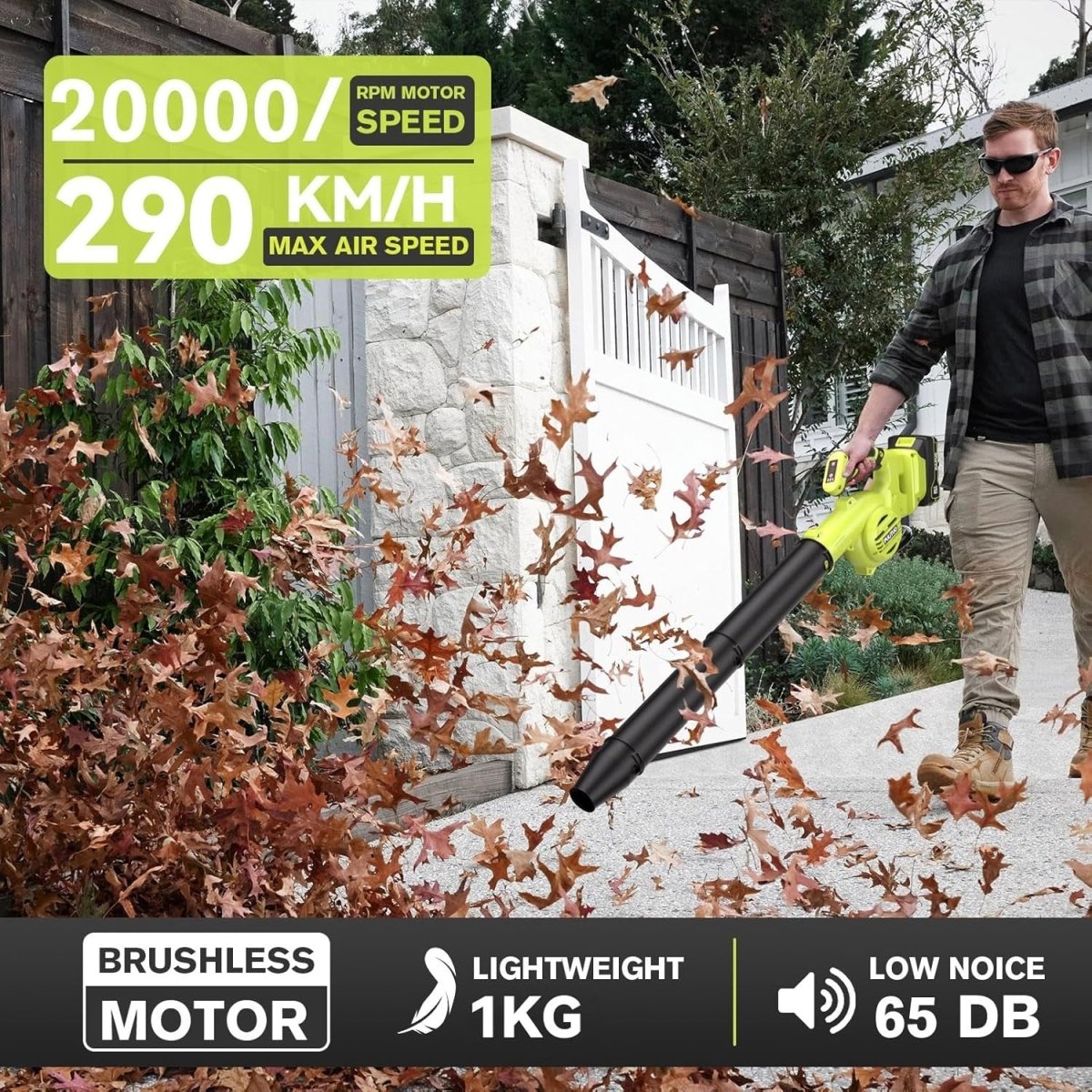 Cordless Leaf Blower 3 - in - 1 Brushless 290km/h Mini Handheld Garden Cleaner - Kwikley