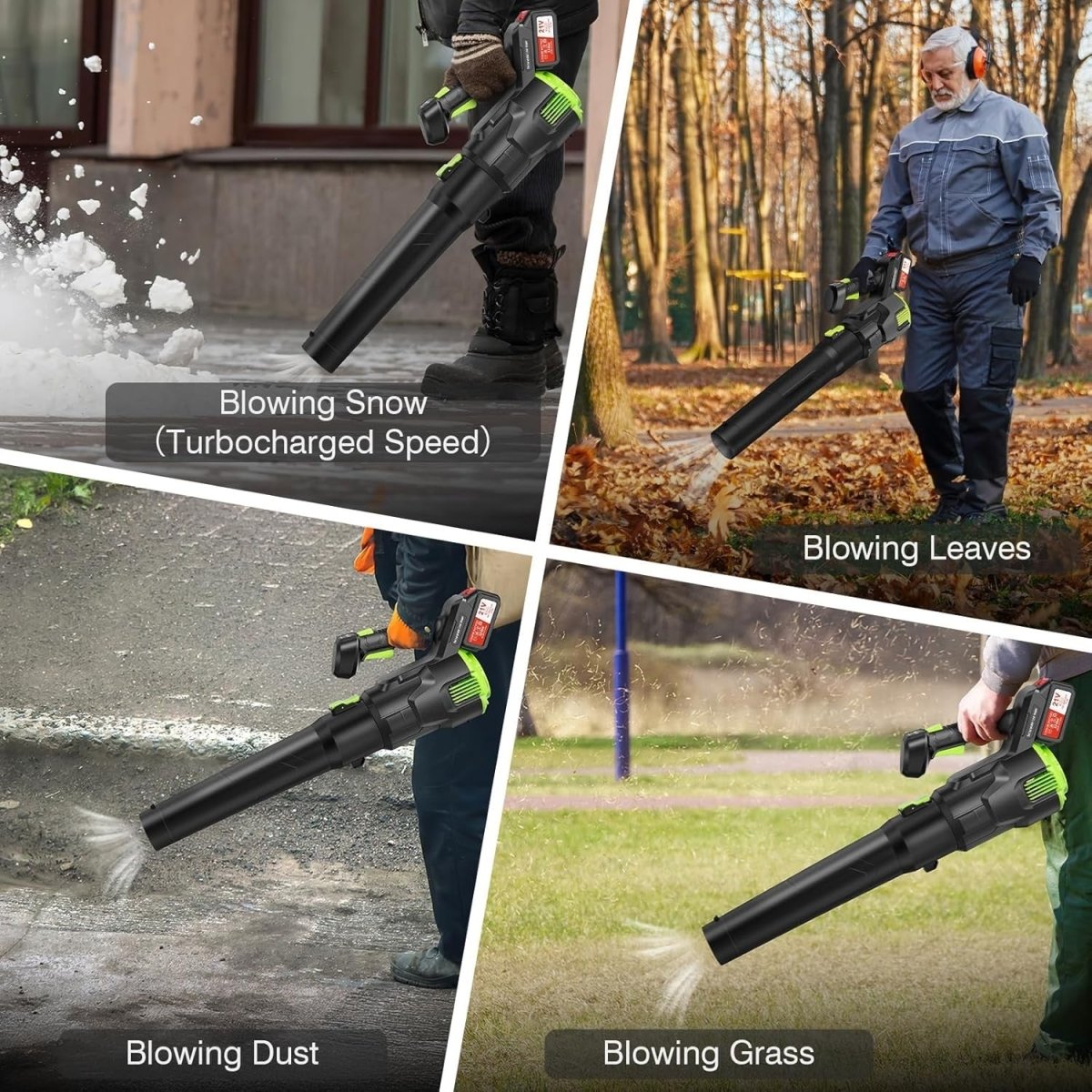 Cordless Leaf Blower 494CFM Lightweight 21V 3 - Speed 2 Batteries Turbo - Kwikley