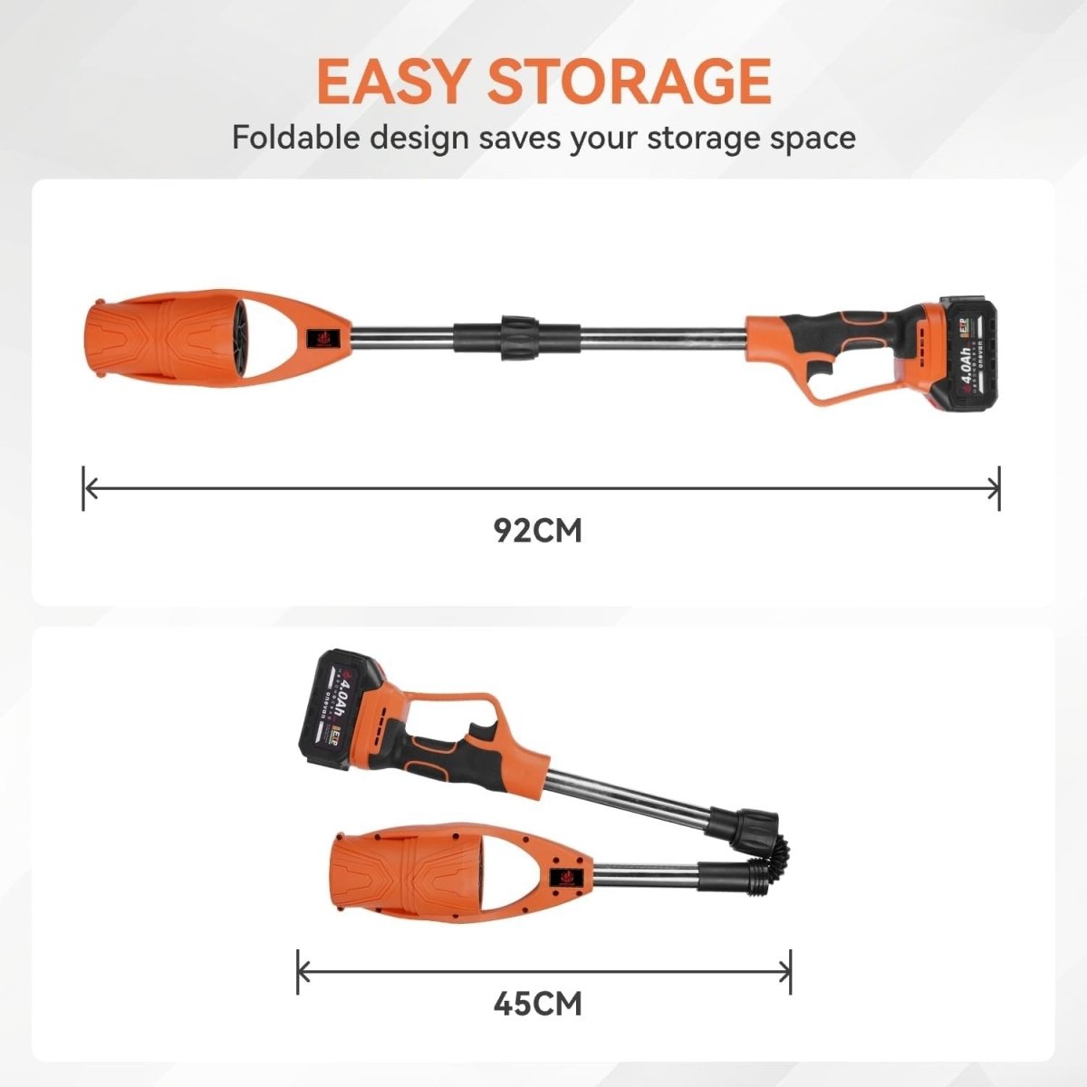 Cordless Leaf Blower Folding Electric 52m/s Lightweight Battery Garden Cleaner - Kwikley