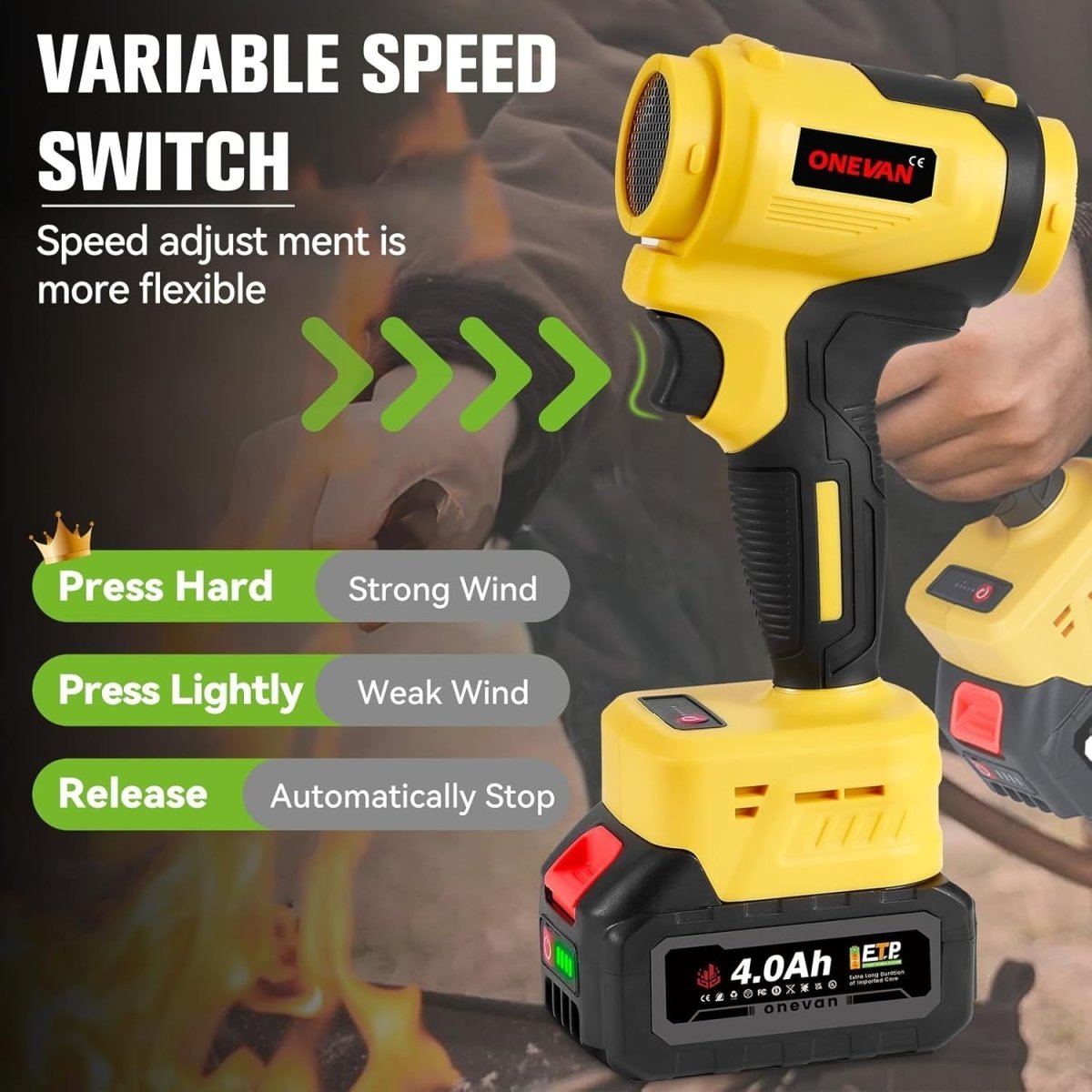 Cordless Leaf Blower Turbo Jet 1500W Brushless Dual Battery Garden Cleaner - Kwikley