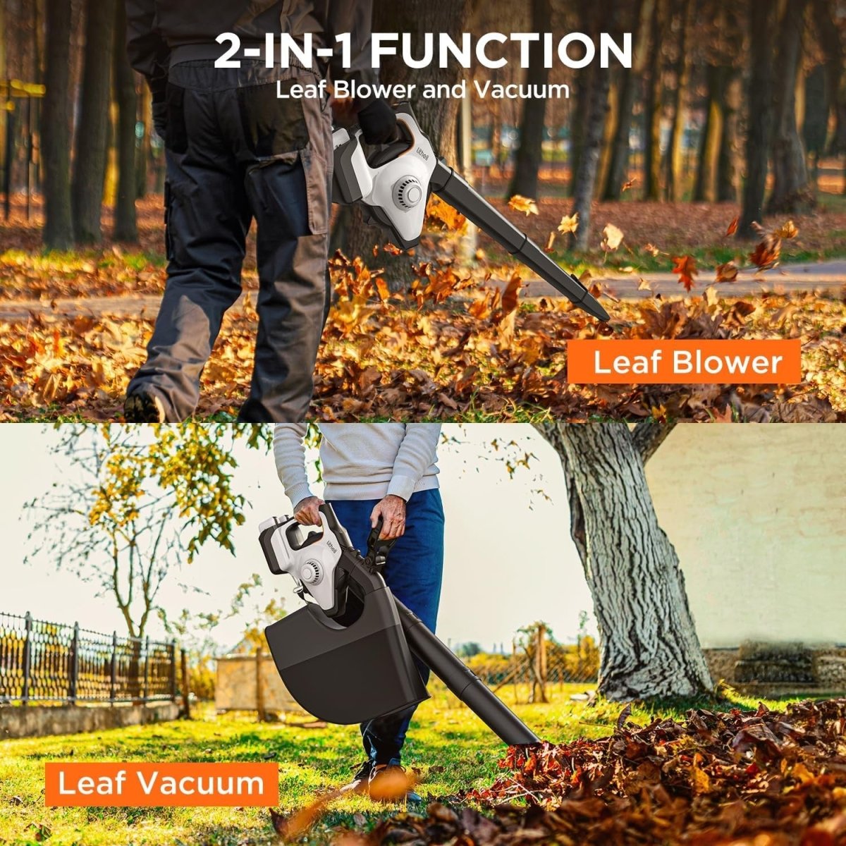 Cordless Leaf Blower Vacuum 2 - in - 1 High Power 78m/s 45L Bag Dual Battery - Kwikley