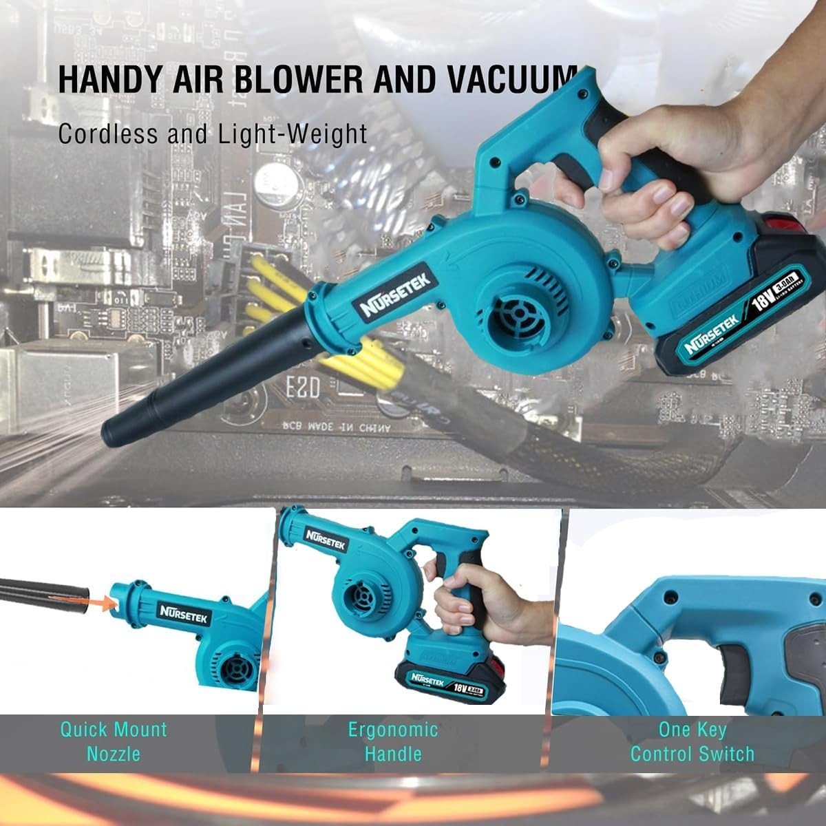 Cordless Leaf Blower Vacuum 2 - in - 1 with 2 Batteries Lightweight Garden Cleaner - Kwikley