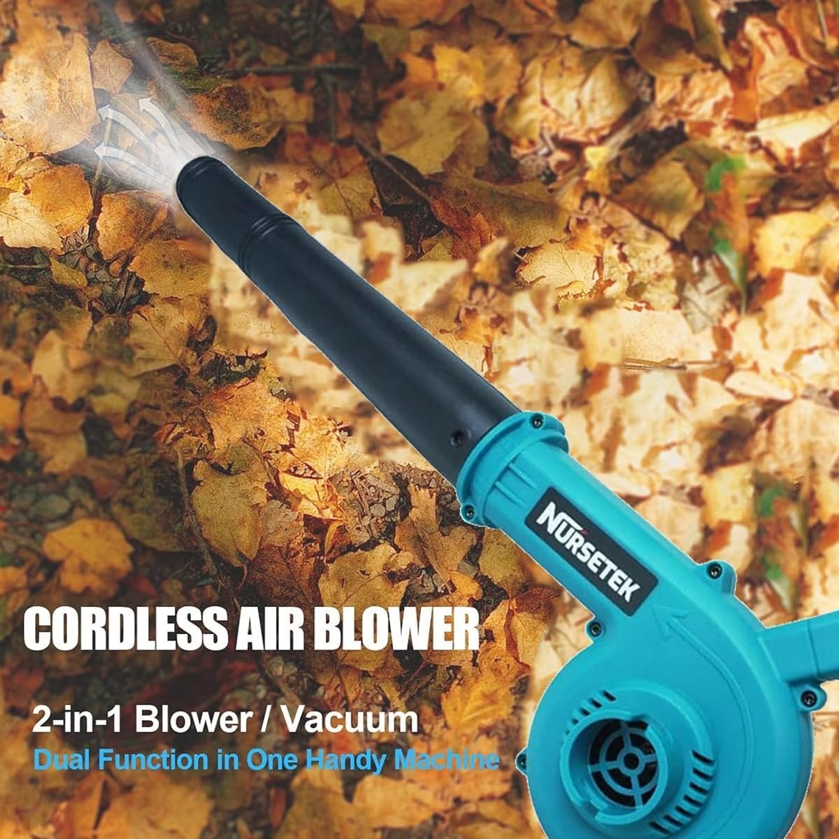 Cordless Leaf Blower Vacuum 2 - in - 1 with 2 Batteries Lightweight Garden Cleaner - Kwikley