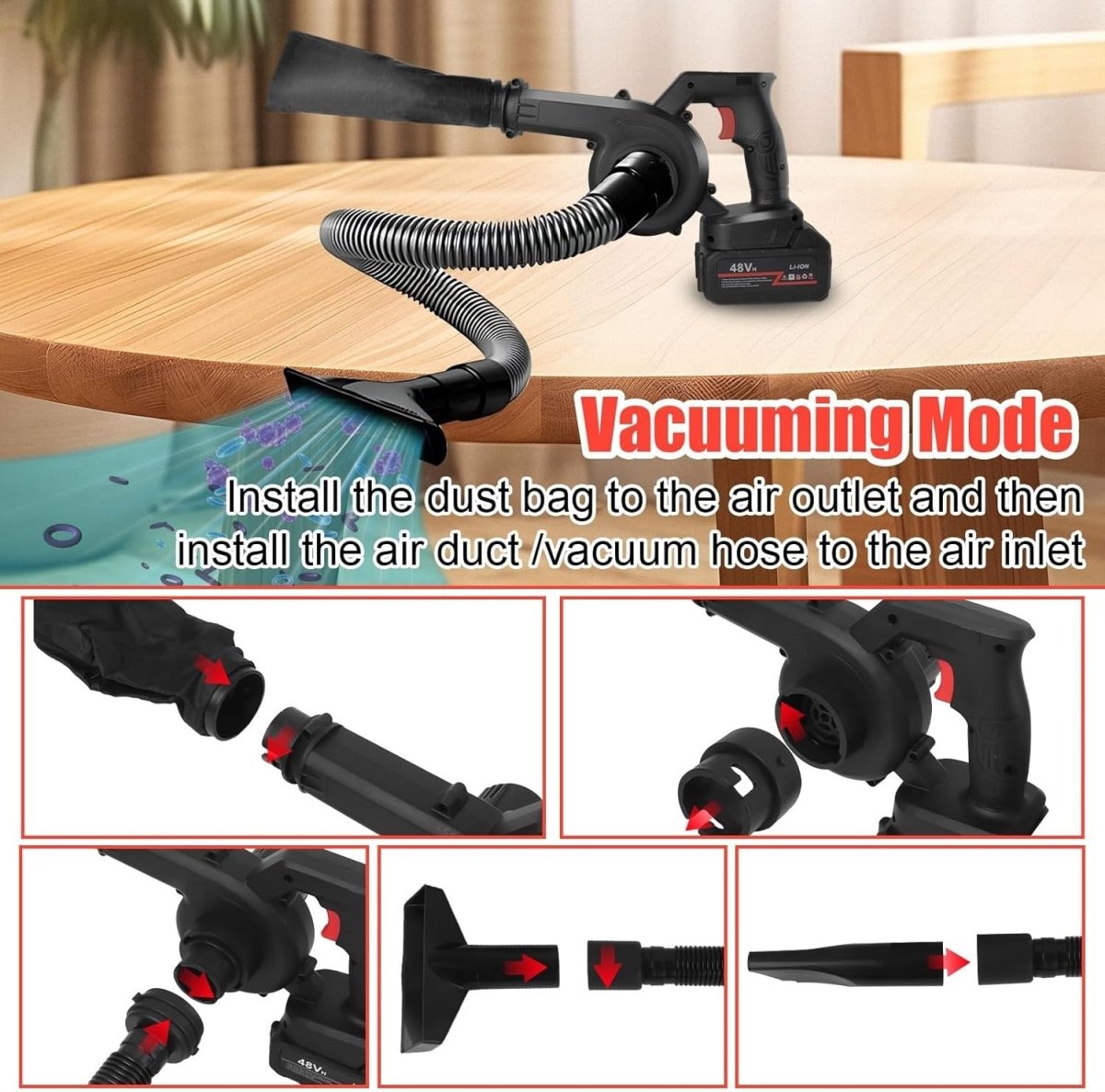 Cordless Leaf Blower Vacuum Mini Handheld Car Garden Air Cleaner - Kwikley