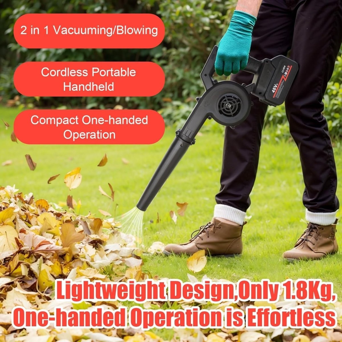 Cordless Leaf Blower Vacuum Mini Handheld Car Garden Air Cleaner - Kwikley