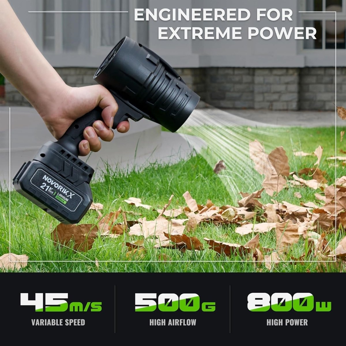 Cordless Mini Leaf Blower 20V Turbo High Speed Handheld Garden Cleaner - Kwikley