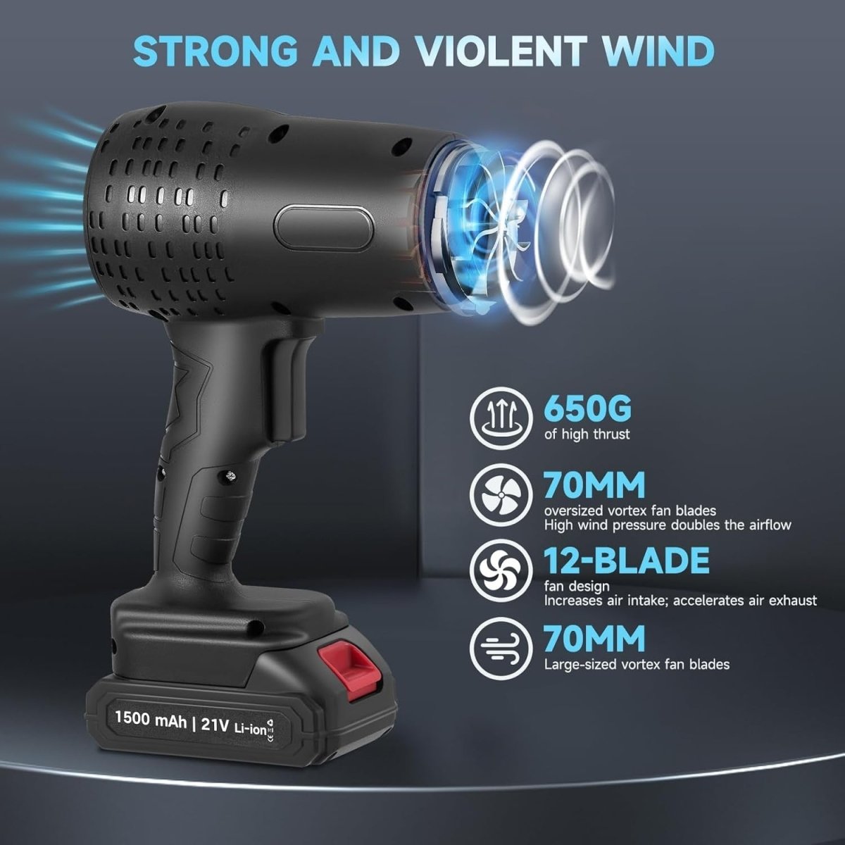 Cordless Mini Leaf Blower 21V Brushless Handheld Dust Cleaner Portable - Kwikley
