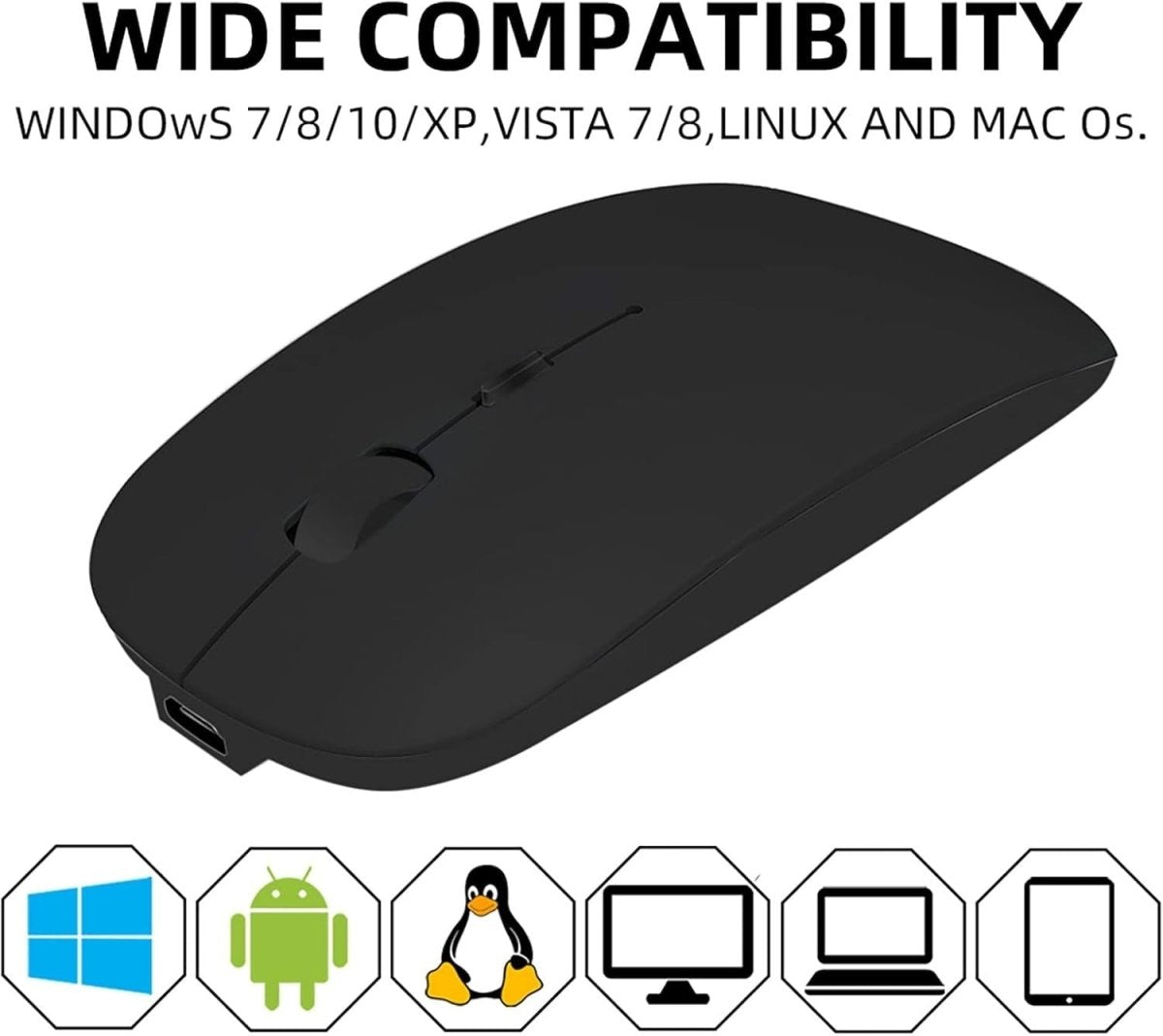 Cordless Rechargeable Mouse Bluetooth 1600 DPI Silent USB - Kwikley
