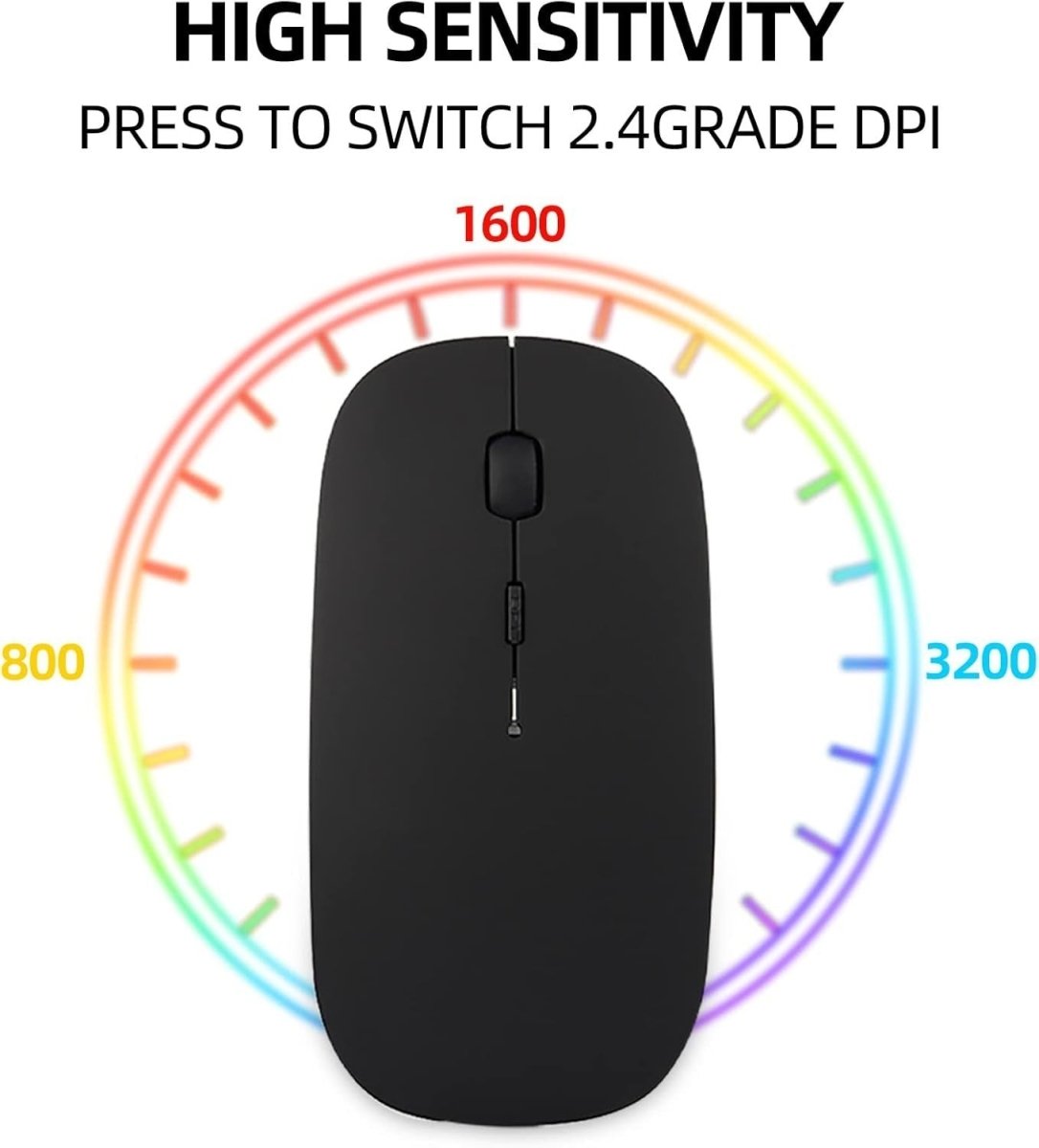 Cordless Rechargeable Mouse Bluetooth 1600 DPI Silent USB - Kwikley