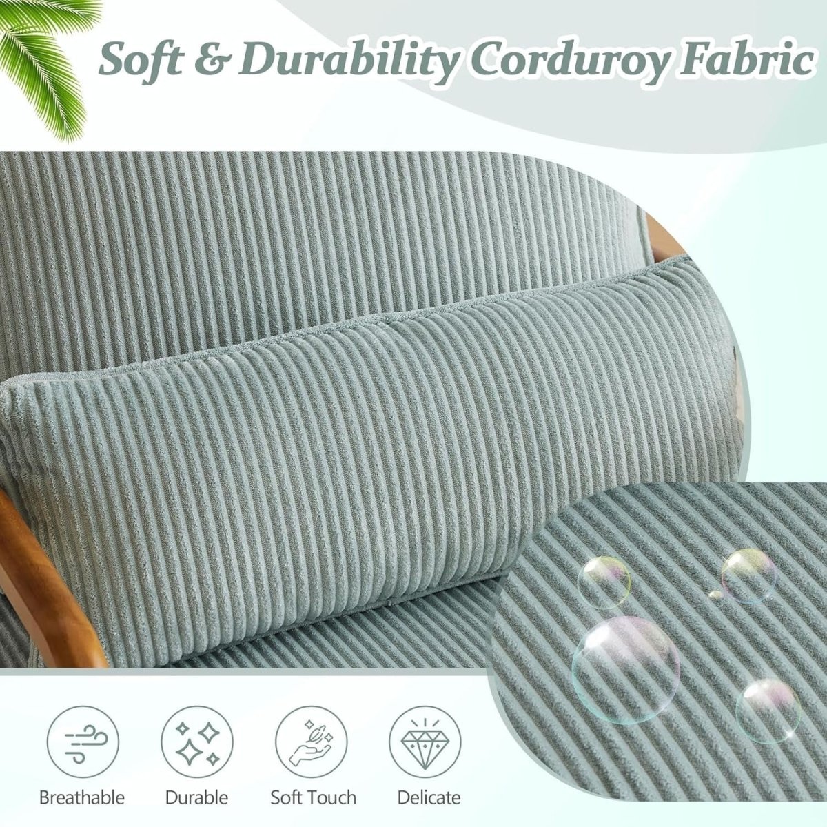 Corduroy Accent Chair Padded Armchair Lounge Sofa Seat for Living Room - Kwikley