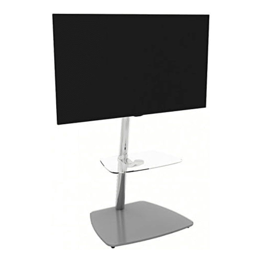 Corner TV Stand Glass Shelf Floor Mount for 55" TV Cable Tidy VESA - Kwikley