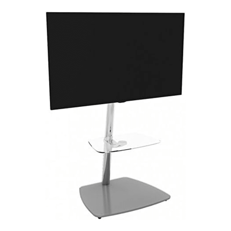 Corner TV Stand Glass Shelf Floor Mount for 55" TV Cable Tidy VESA - Kwikley