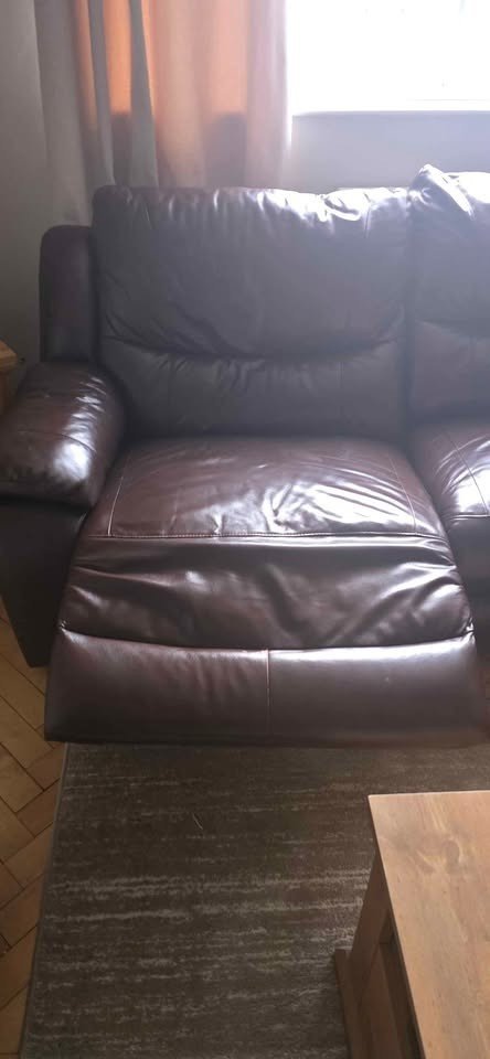 Cosy Deep Relax Brown Leather Corner Sofa Recliner (PTP) - Kwikley