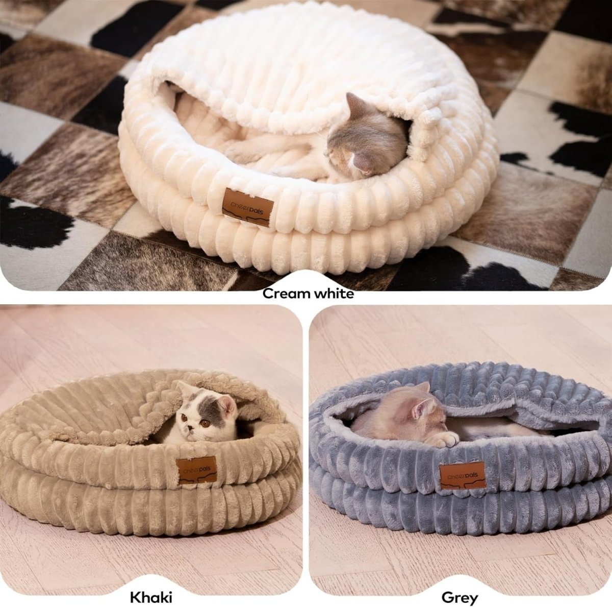 Cozy Cat Cave Bed 50cm Washable Covered Pet Nest Warm Indoor Hideaway - Kwikley
