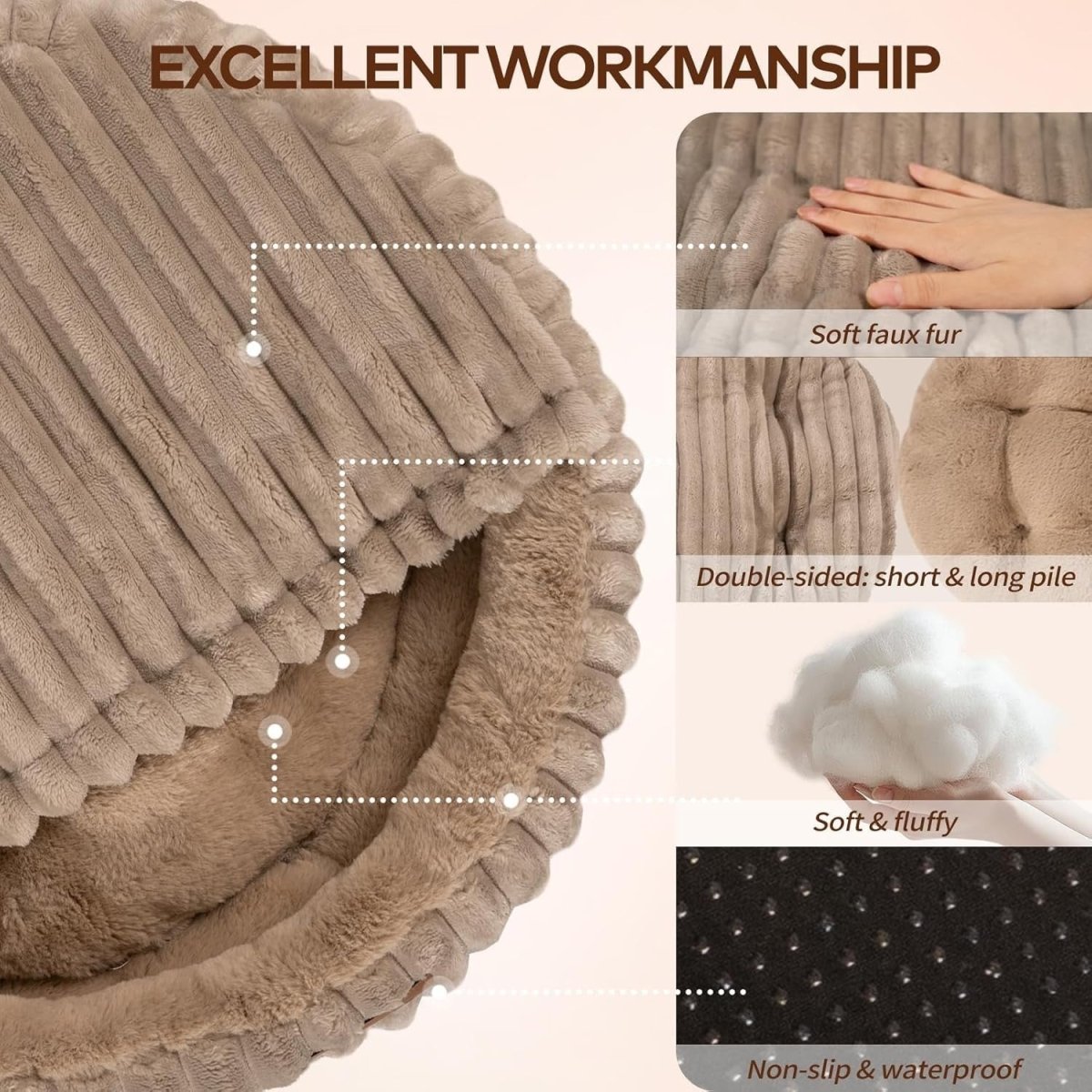 Cozy Cat Cave Bed 50cm Washable Covered Pet Nest Warm Indoor Hideaway - Kwikley