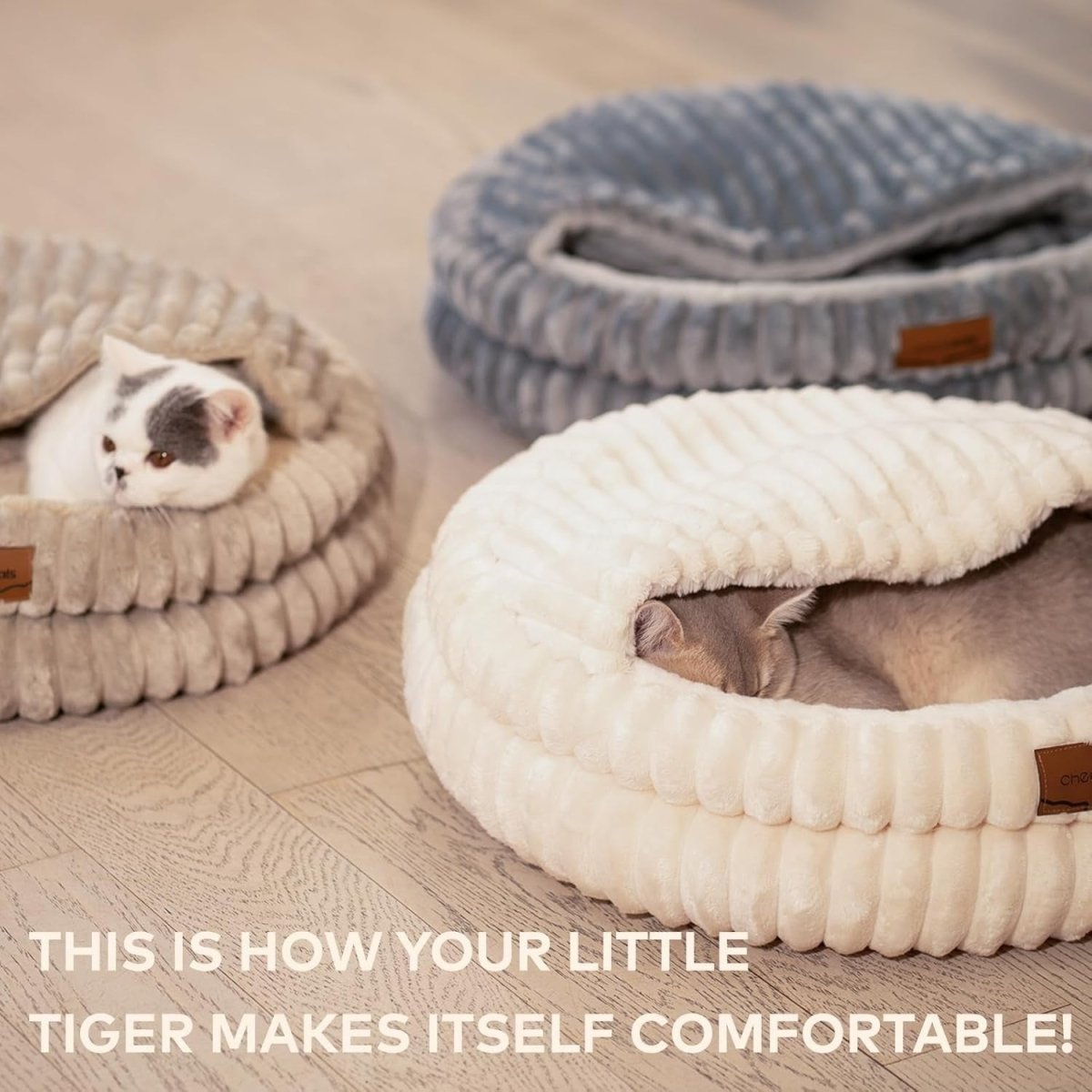 Cozy Cat Cave Bed 50cm Washable Covered Pet Nest Warm Indoor Hideaway - Kwikley