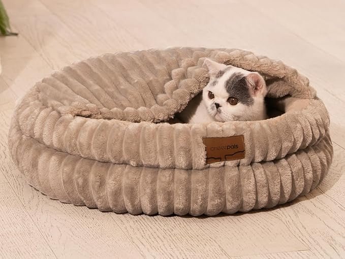 Cozy Cat Cave Bed 50cm Washable Covered Pet Nest Warm Indoor Hideaway - Kwikley