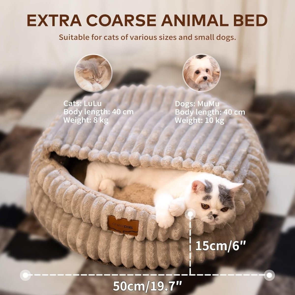 Cozy Cat Cave Bed 50cm Washable Covered Pet Nest Warm Indoor Hideaway - Kwikley