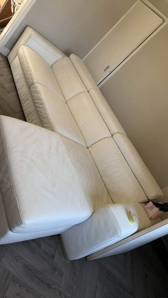 Cream Ivory Leather Corner Sofa Bed (PTP) - Kwikley