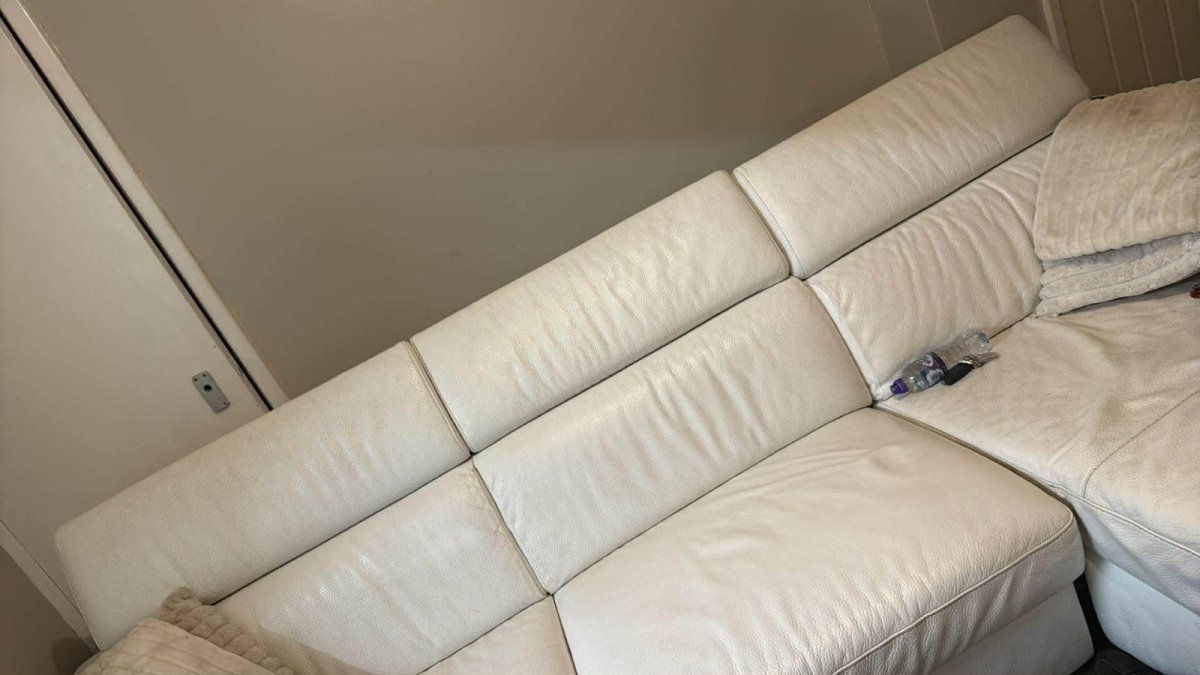Cream Ivory Leather Corner Sofa Bed (PTP) - Kwikley